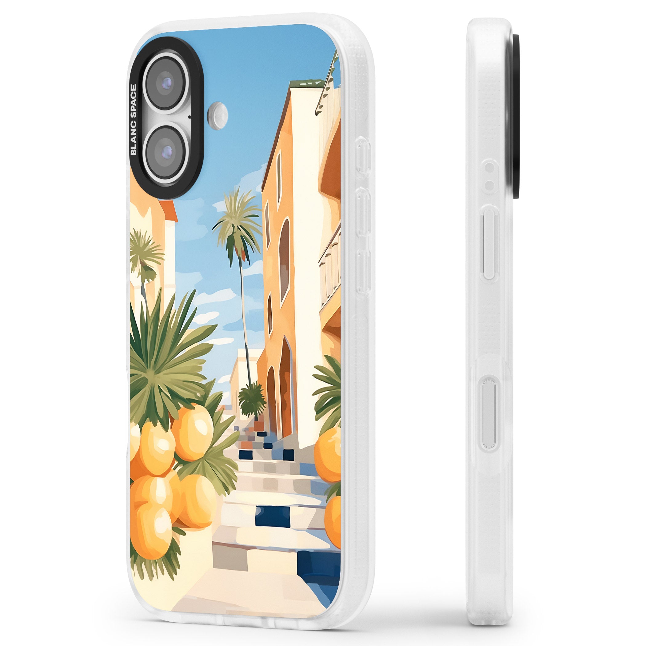 Mediterranean Village iPhone 17 Impact Air Clear Phone Case Side Profile