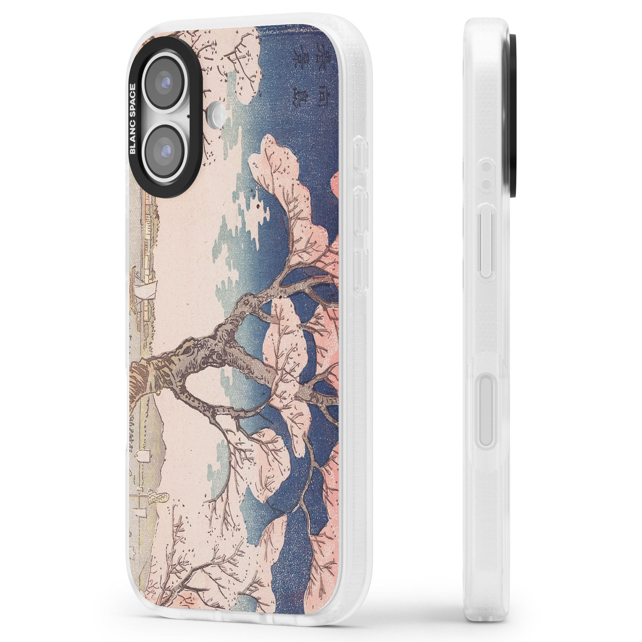 Vintage Japanese Illustrations Cherry Tree iPhone 17 Impact Air Clear Phone Case Side Profile