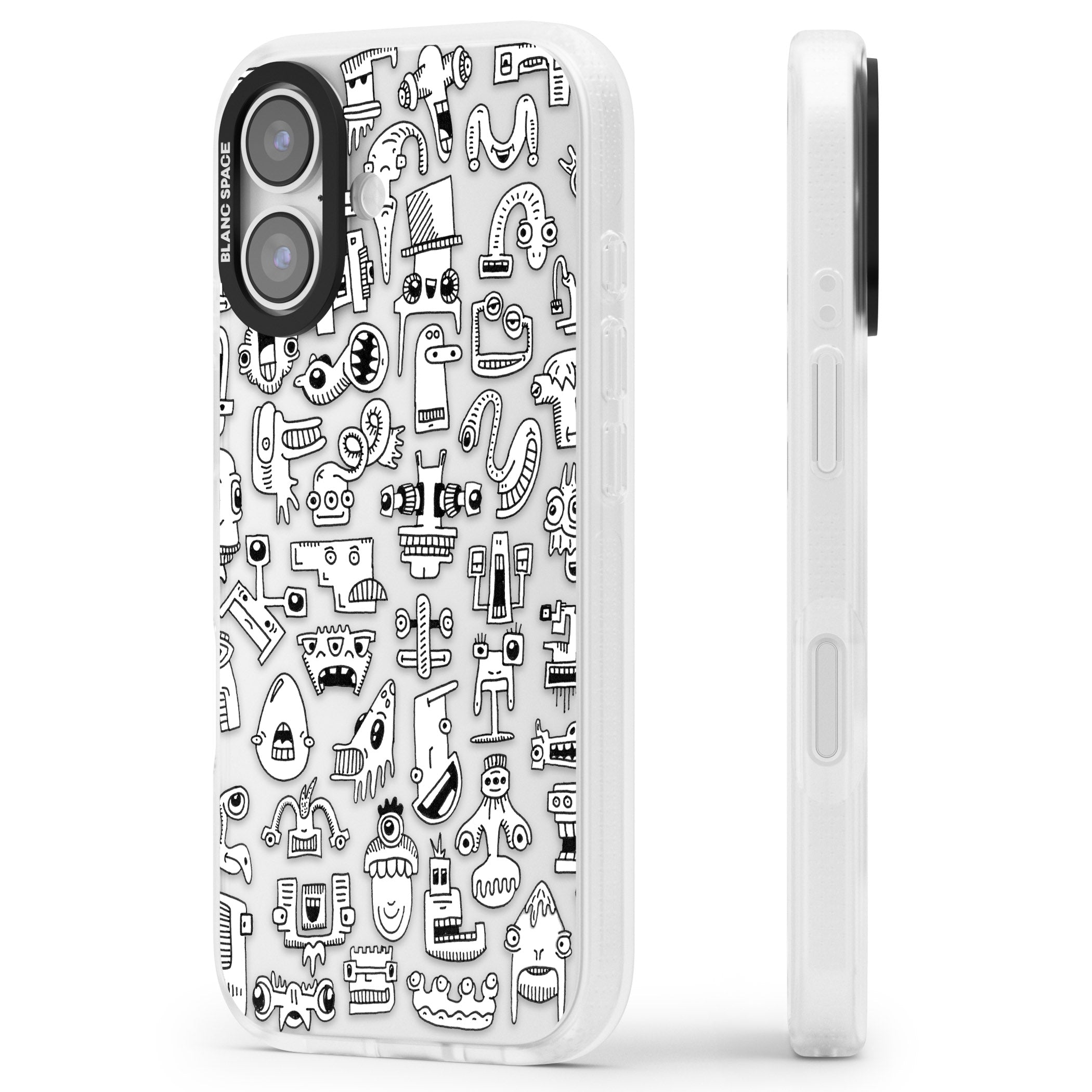 Weird Friends iPhone 17 Impact Air Clear Phone Case Side Profile