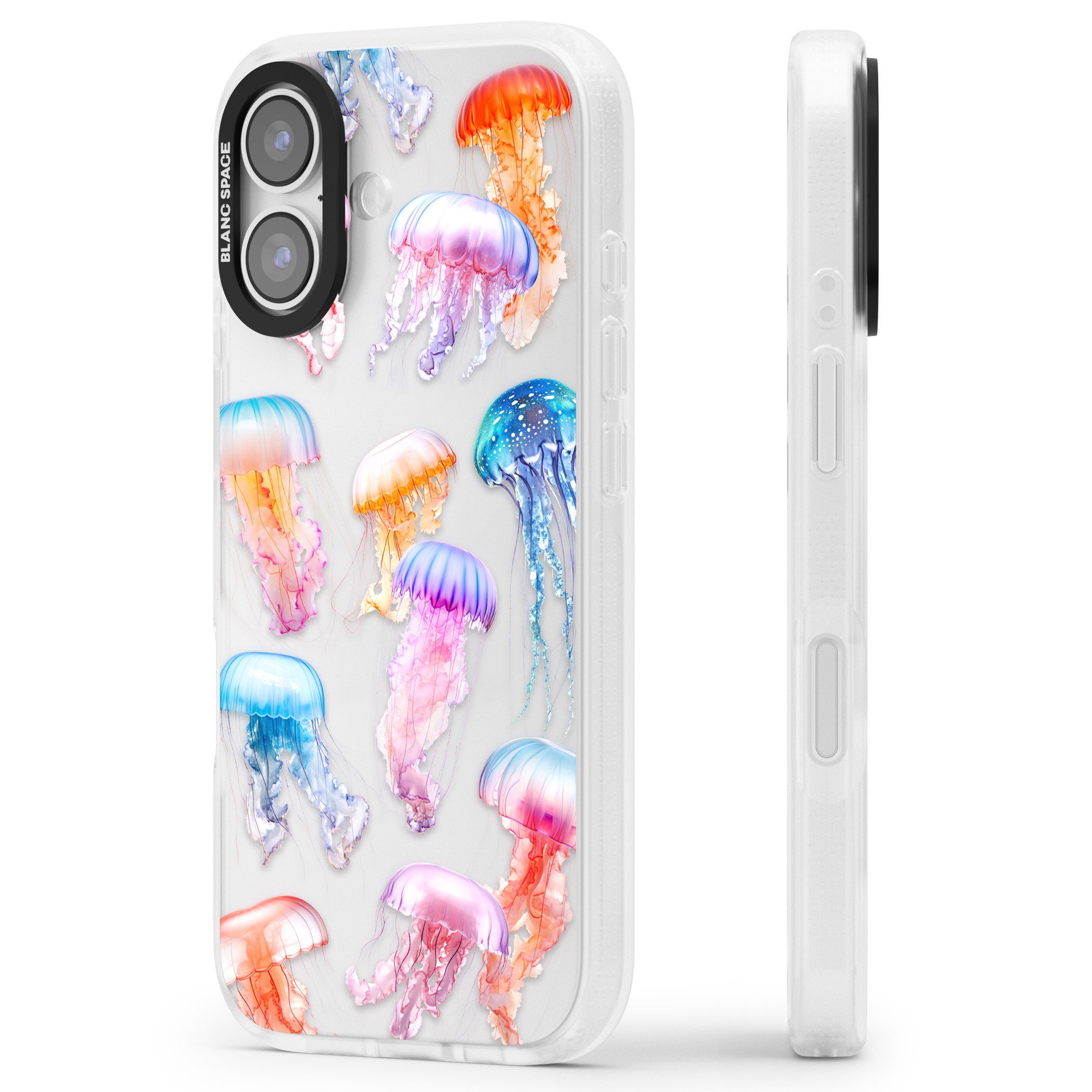 Vibrant Jellyfish iPhone 17 Impact Air Clear Phone Case Side Profile