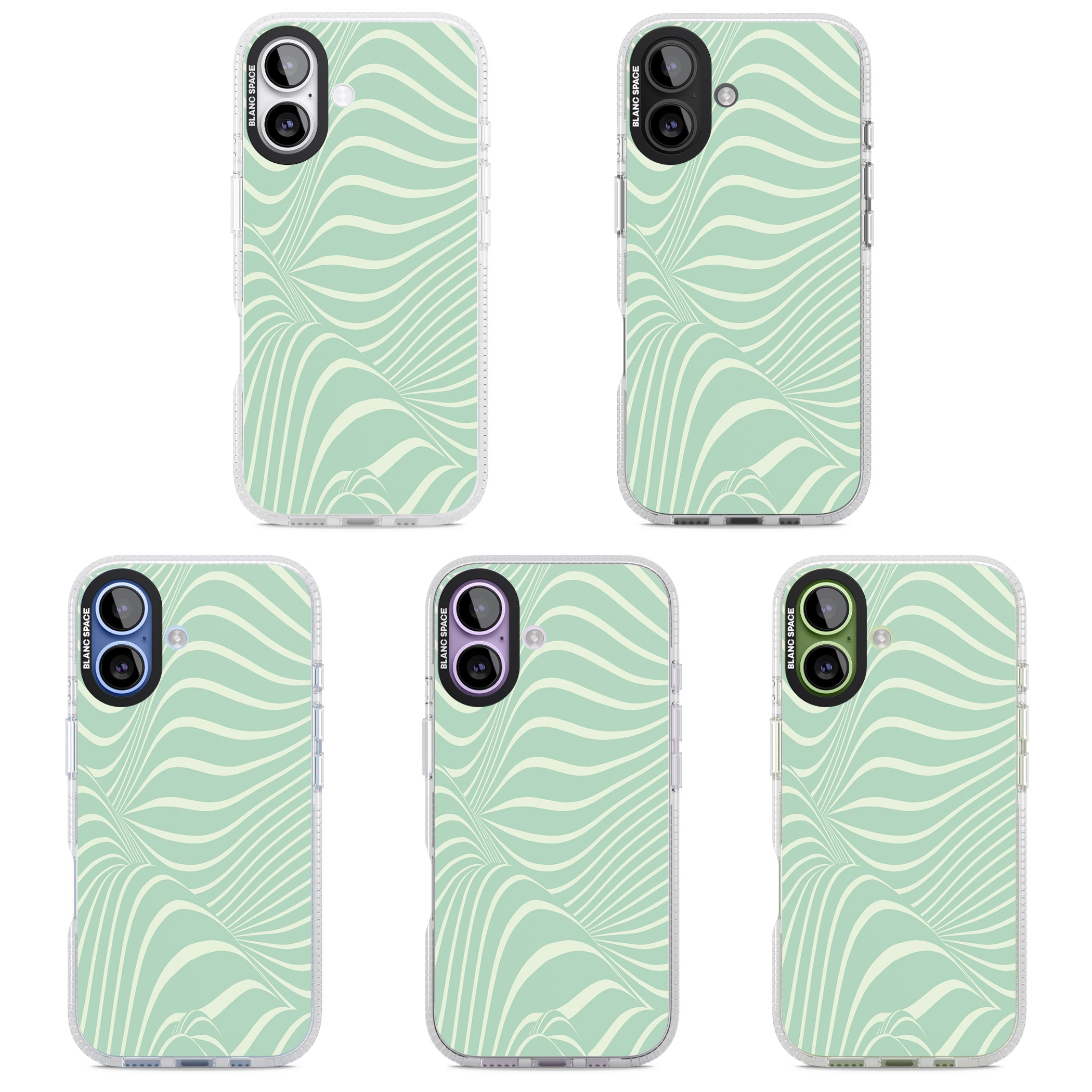 Mint Green Distorted Line iPhone 17 Impact Air Clear Phone Case APT Impact Protection