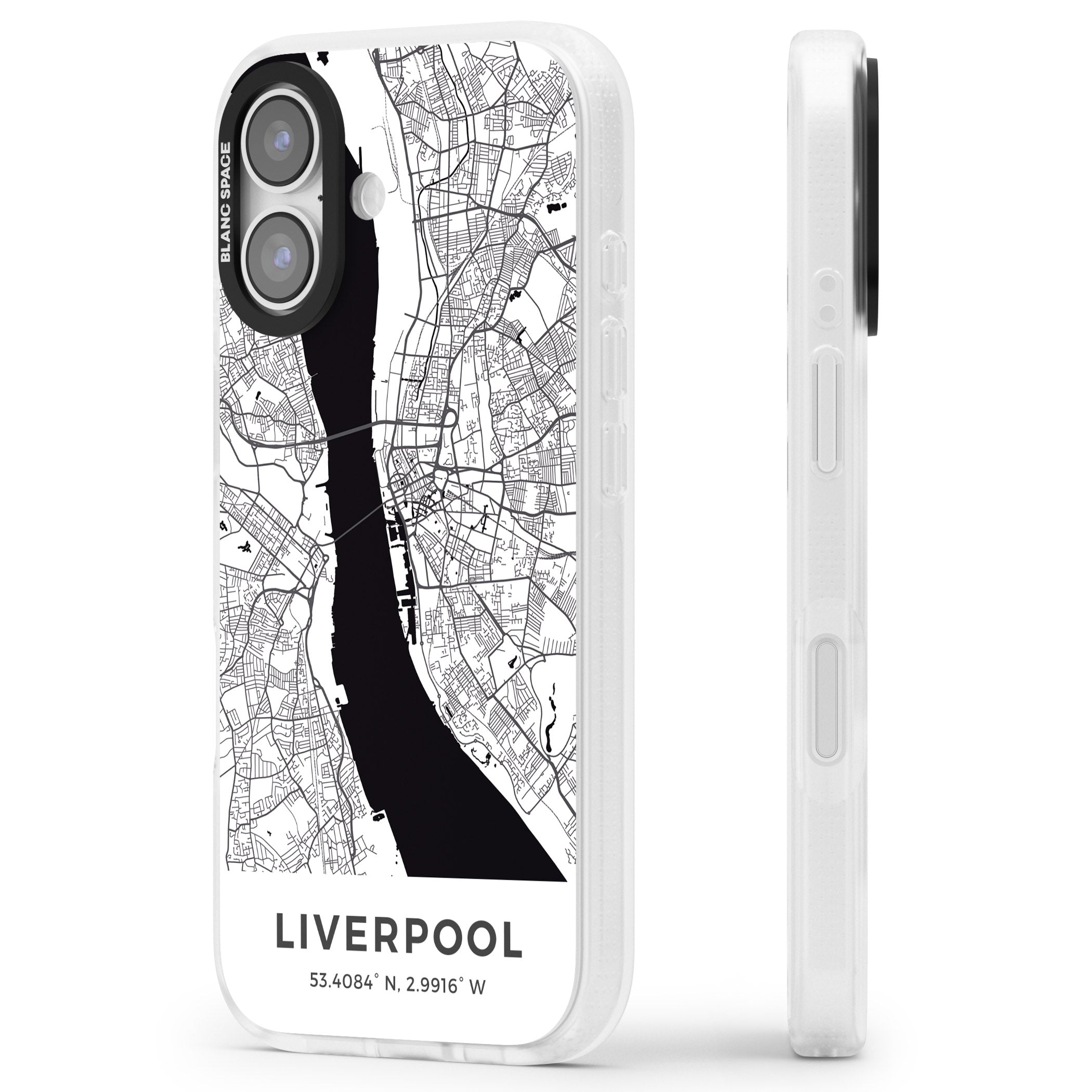 Liverpool Map iPhone 17 Impact Air Clear Phone Case Side Profile