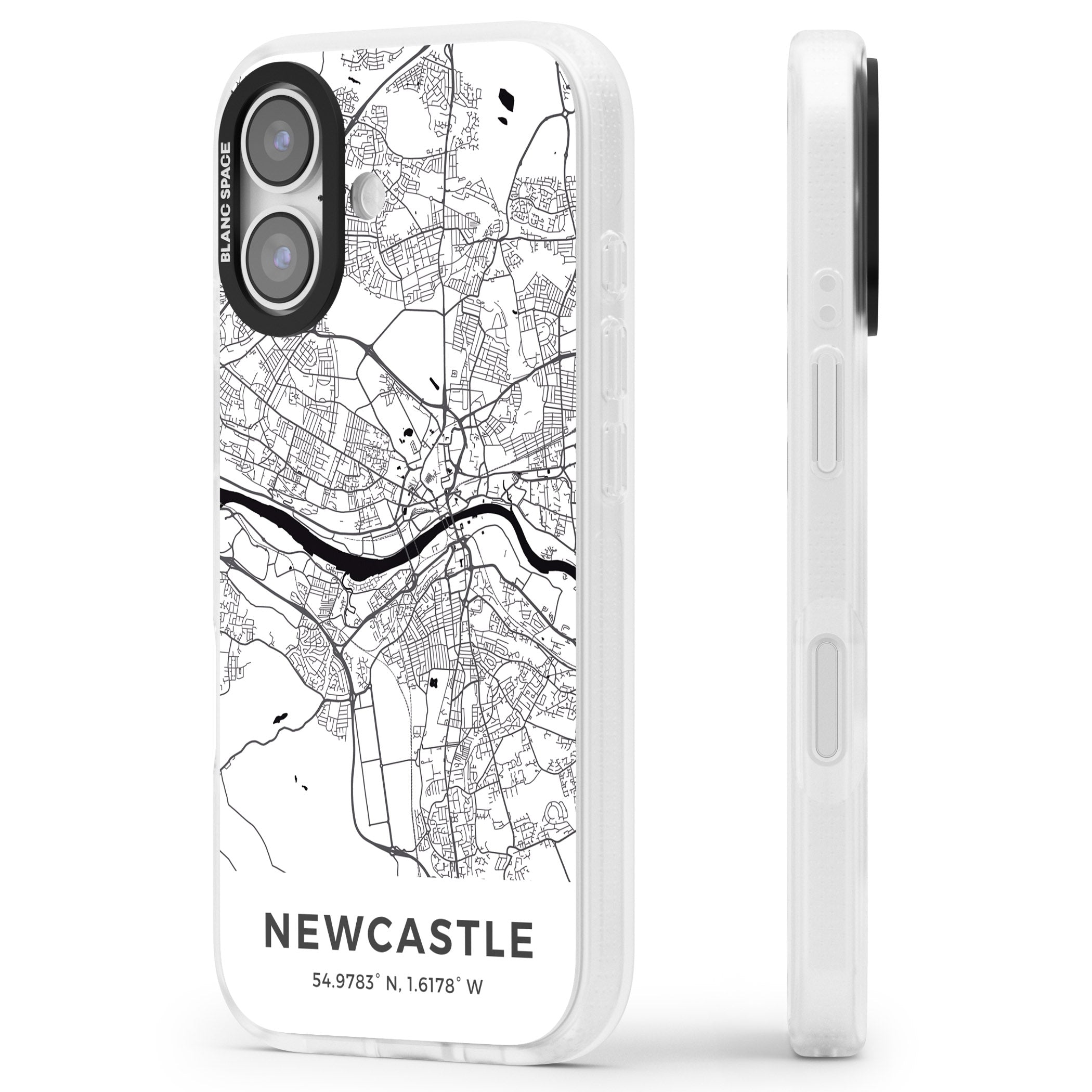 Newcastle City Map iPhone 17 Impact Air Clear Phone Case Side Profile