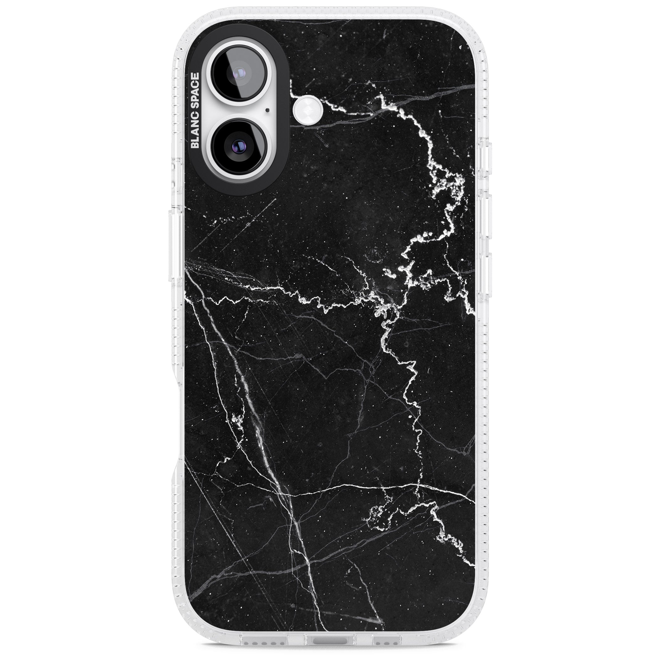 Bold Black Marble With White Texture iPhone 17 Impact Air Clear Phone Case