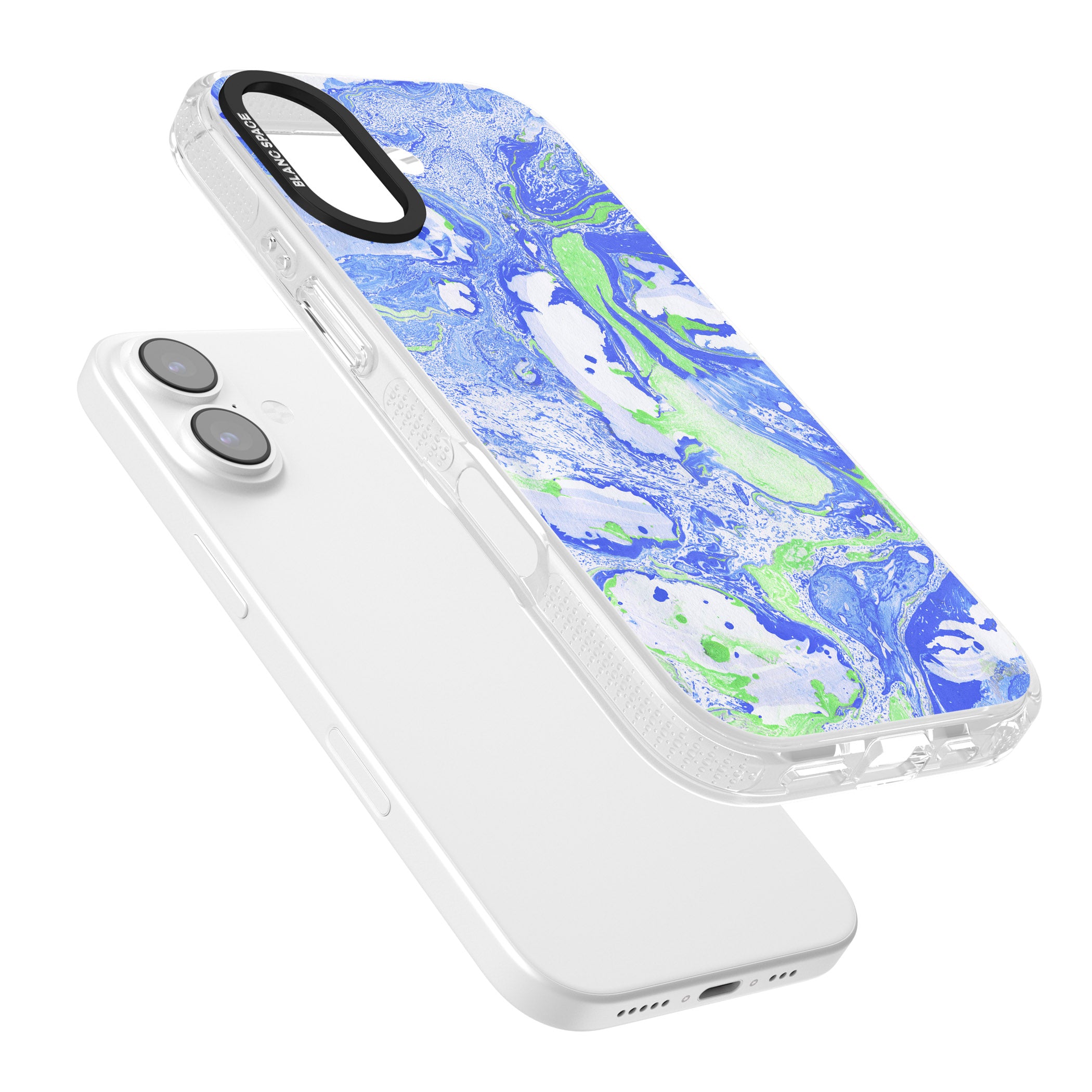 Dark Blue & Green Marbled Paper Pattern iPhone 17 Impact Air Clear Phone Case Colours