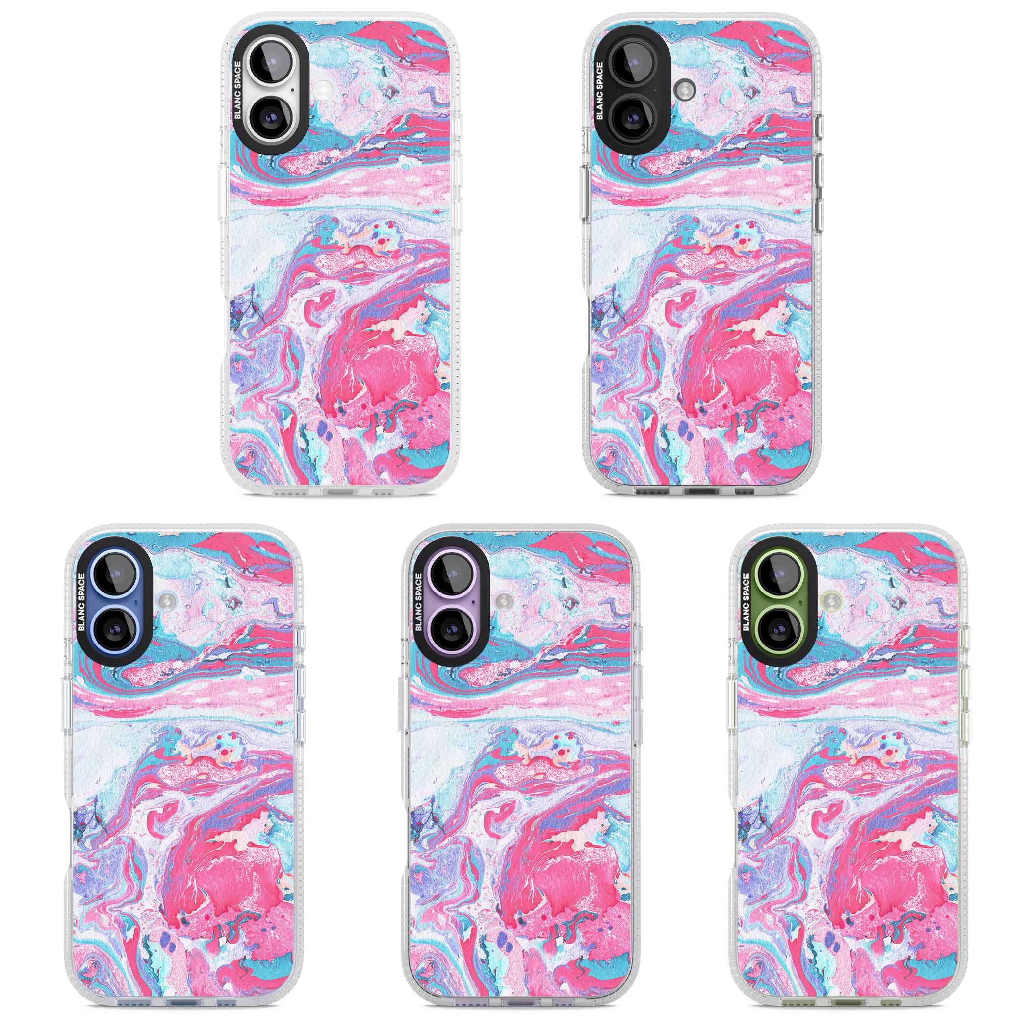 Pink, Blue & Purple Marbled Paper Pattern iPhone 17 Impact Air Clear Phone Case APT Impact Protection