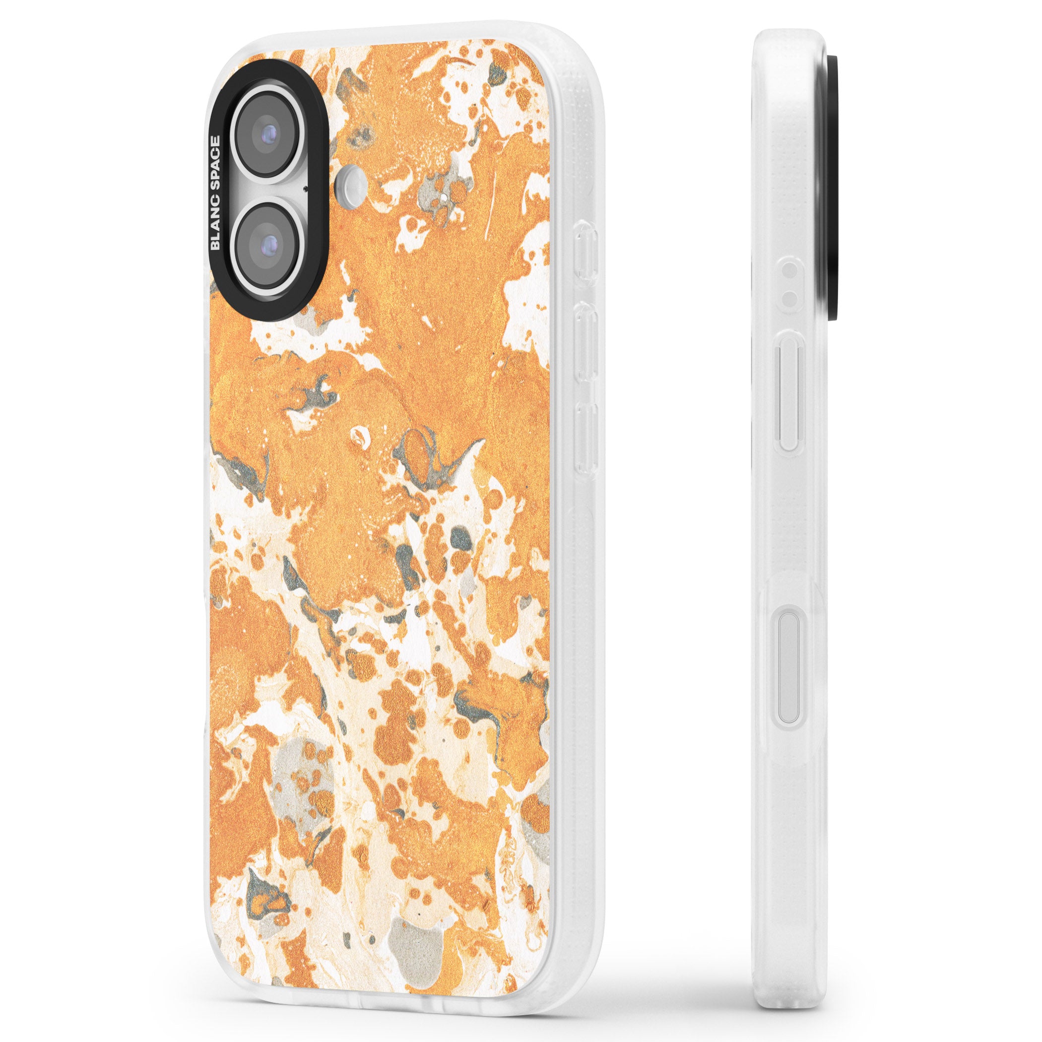 Orange Marbled iPhone 17 Impact Air Clear Phone Case Side Profile