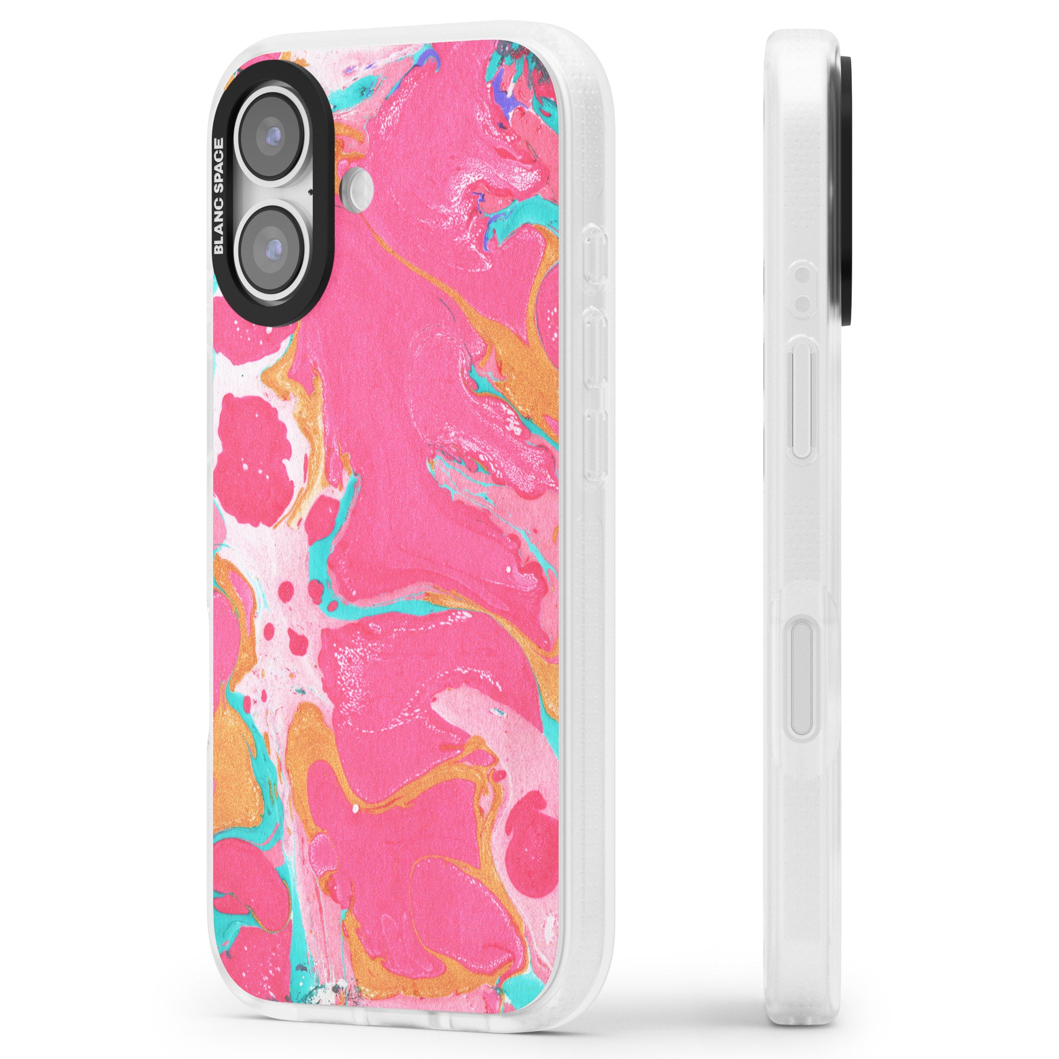 Vibrant Marbled Paper iPhone 17 Impact Air Clear Phone Case Side Profile
