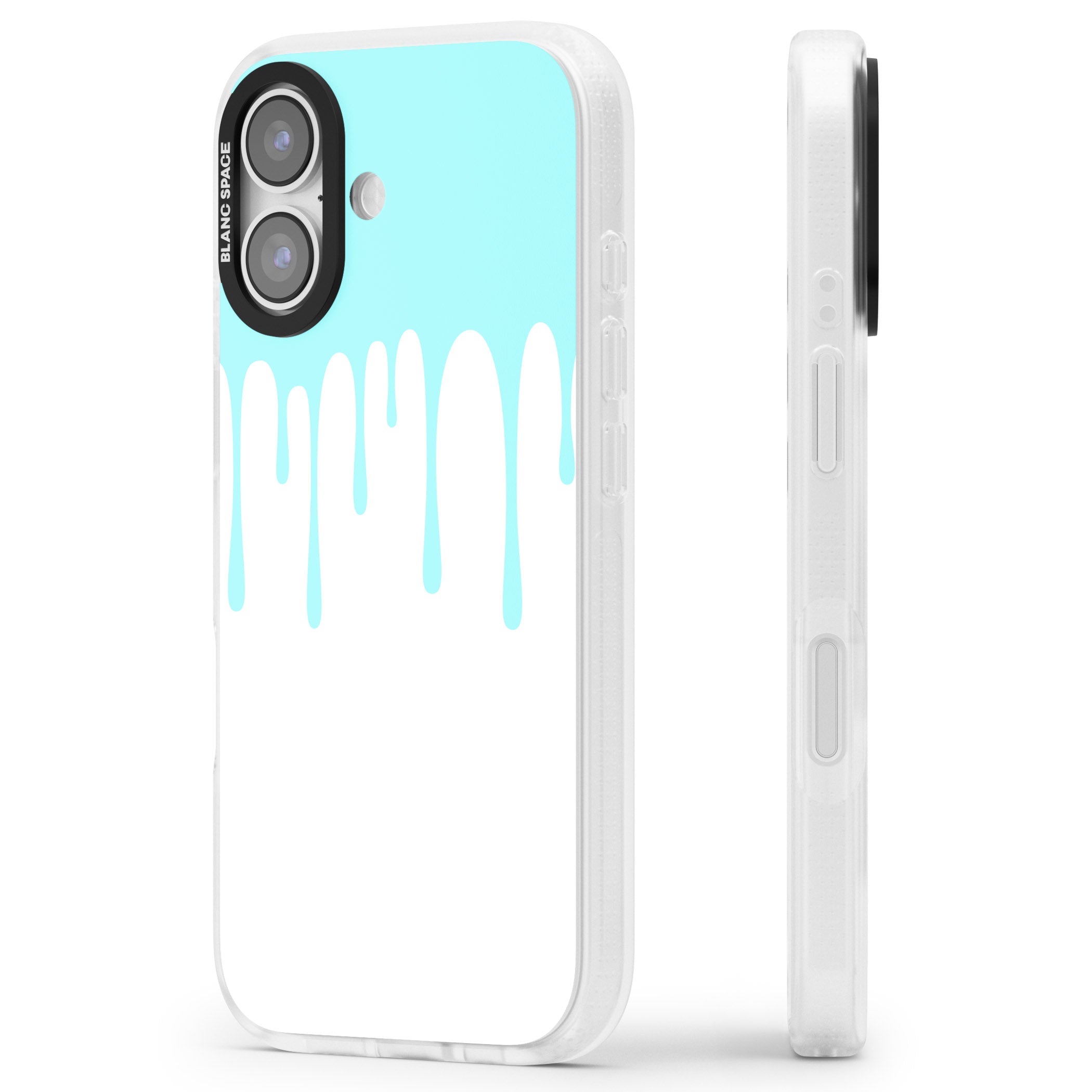 Melted Teal Drip iPhone 17 Impact Air Clear Phone Case Side Profile