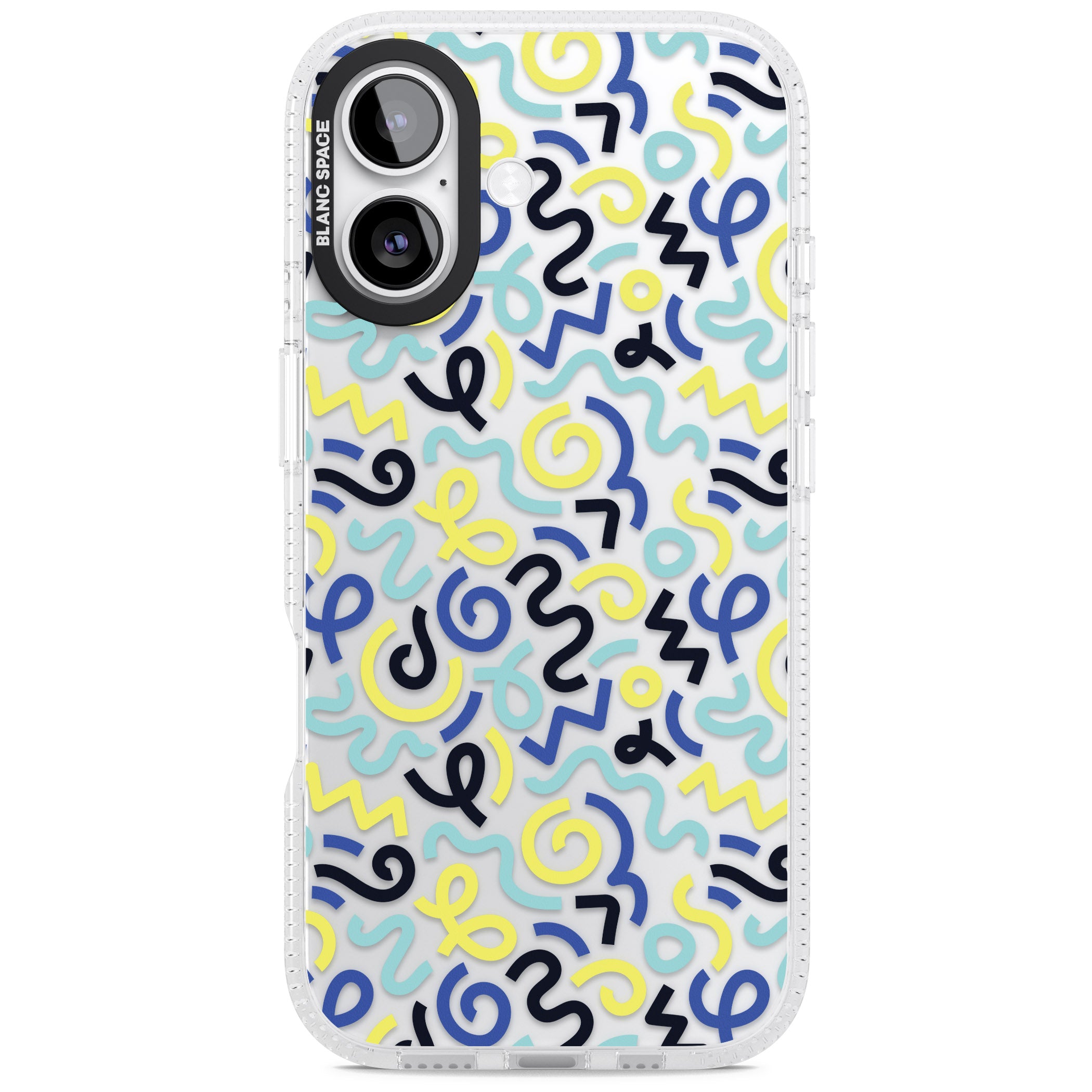 Blue & Yellow Memphis Retro iPhone 17 Impact Air Clear Phone Case