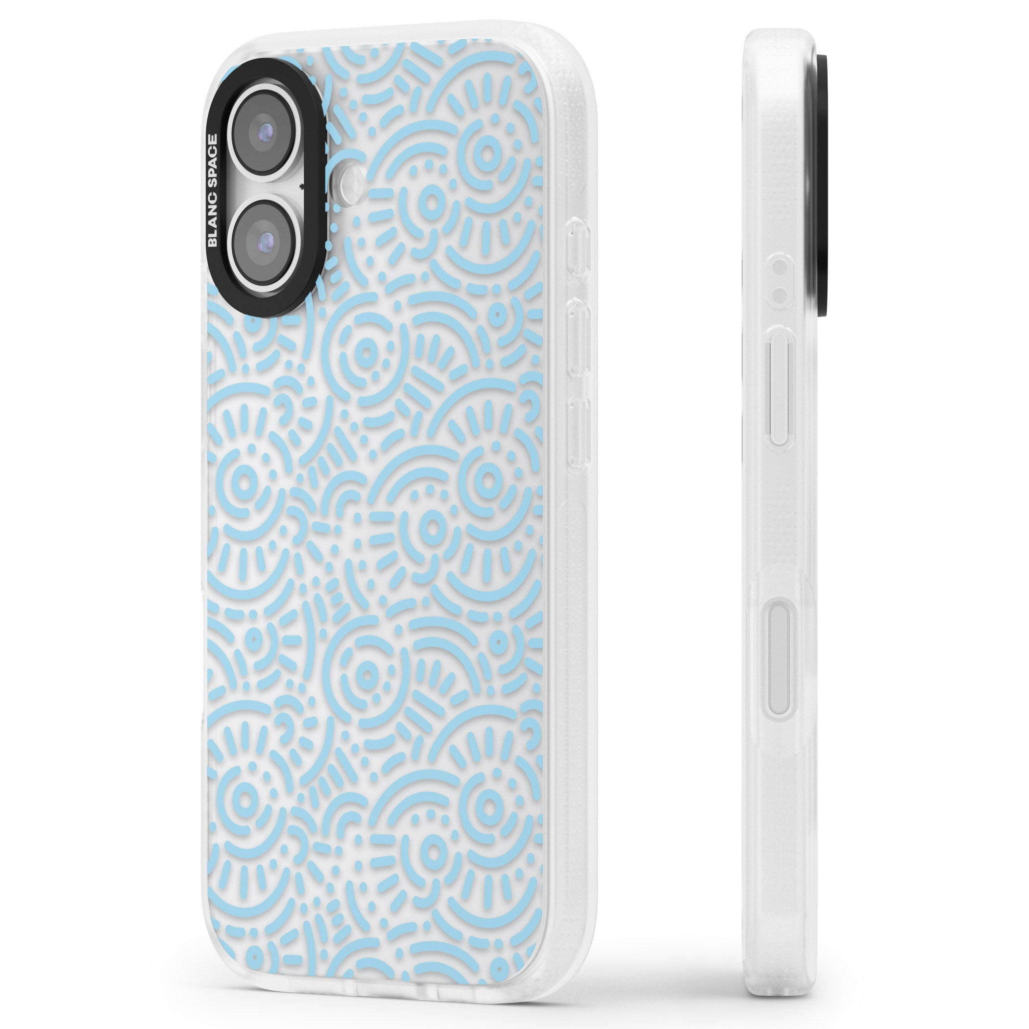 Light Blue Retro Pattern iPhone 17 Impact Air Clear Phone Case Side Profile