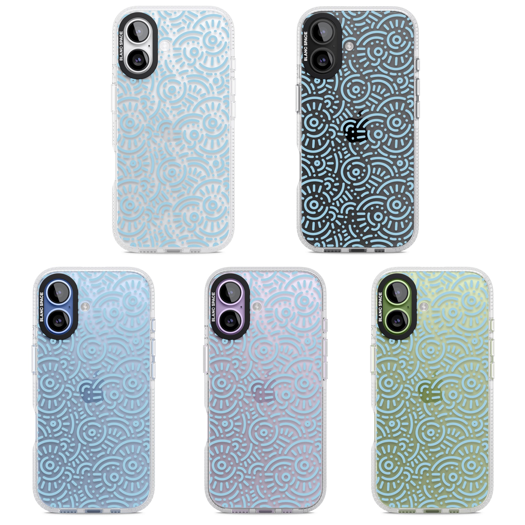 Light Blue Retro Pattern iPhone 17 Impact Air Clear Phone Case APT Impact Protection