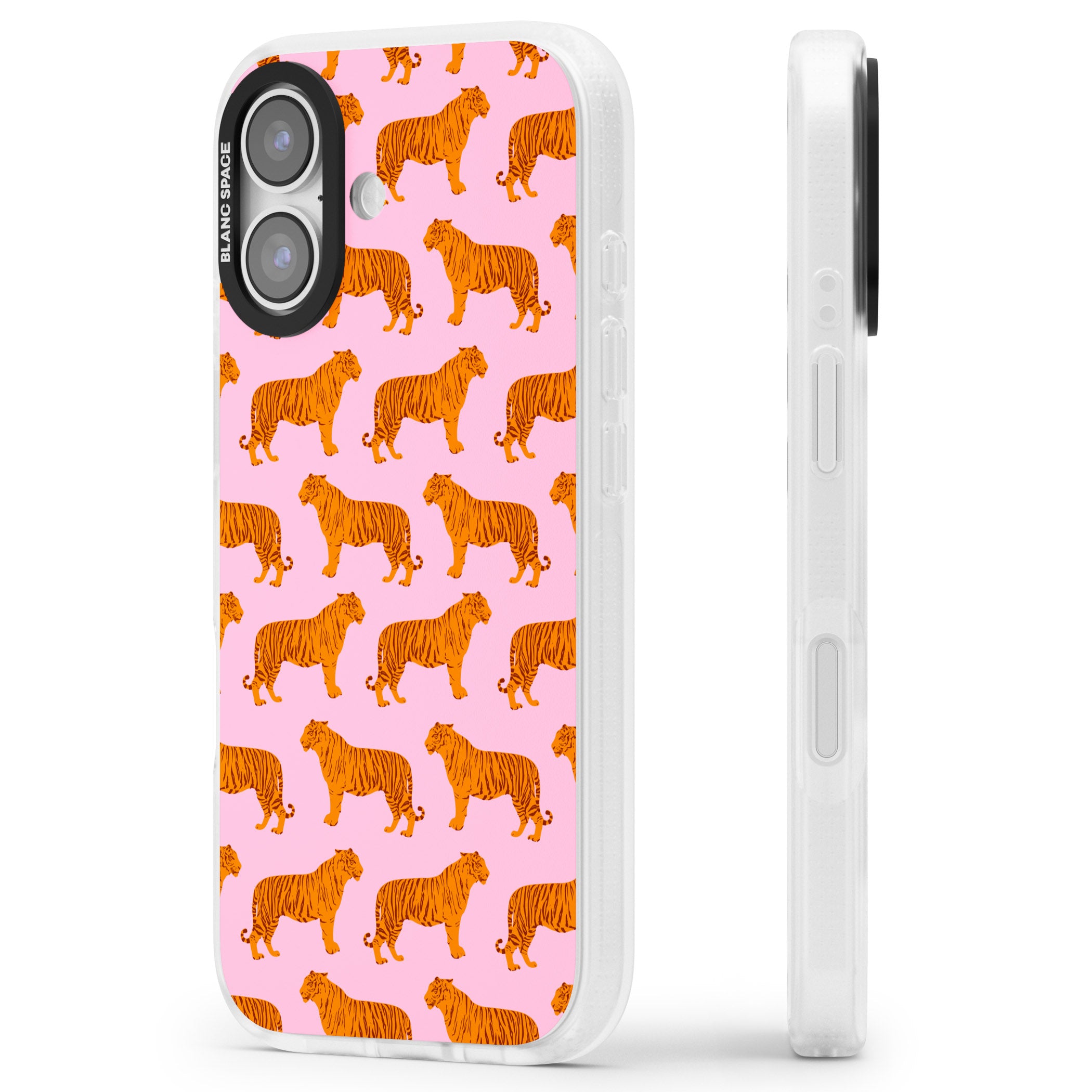 Tiger Pink Pattern iPhone 17 Impact Air Clear Phone Case Side Profile
