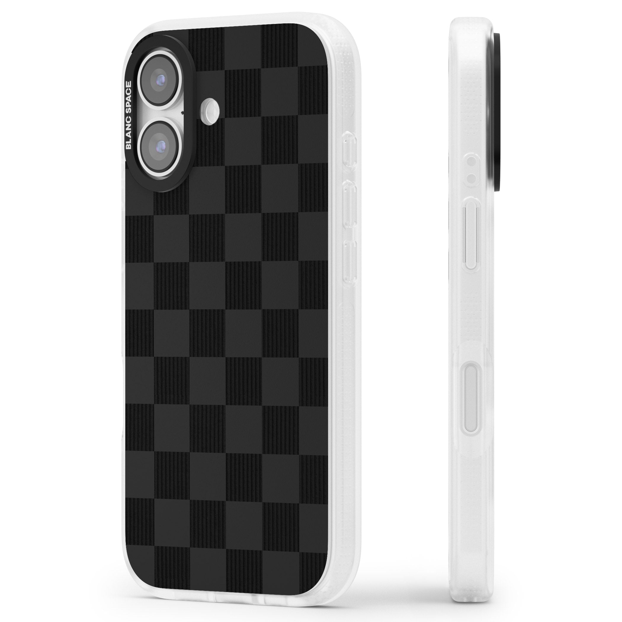 Black Checkered iPhone 17 Impact Air Clear Phone Case Side Profile