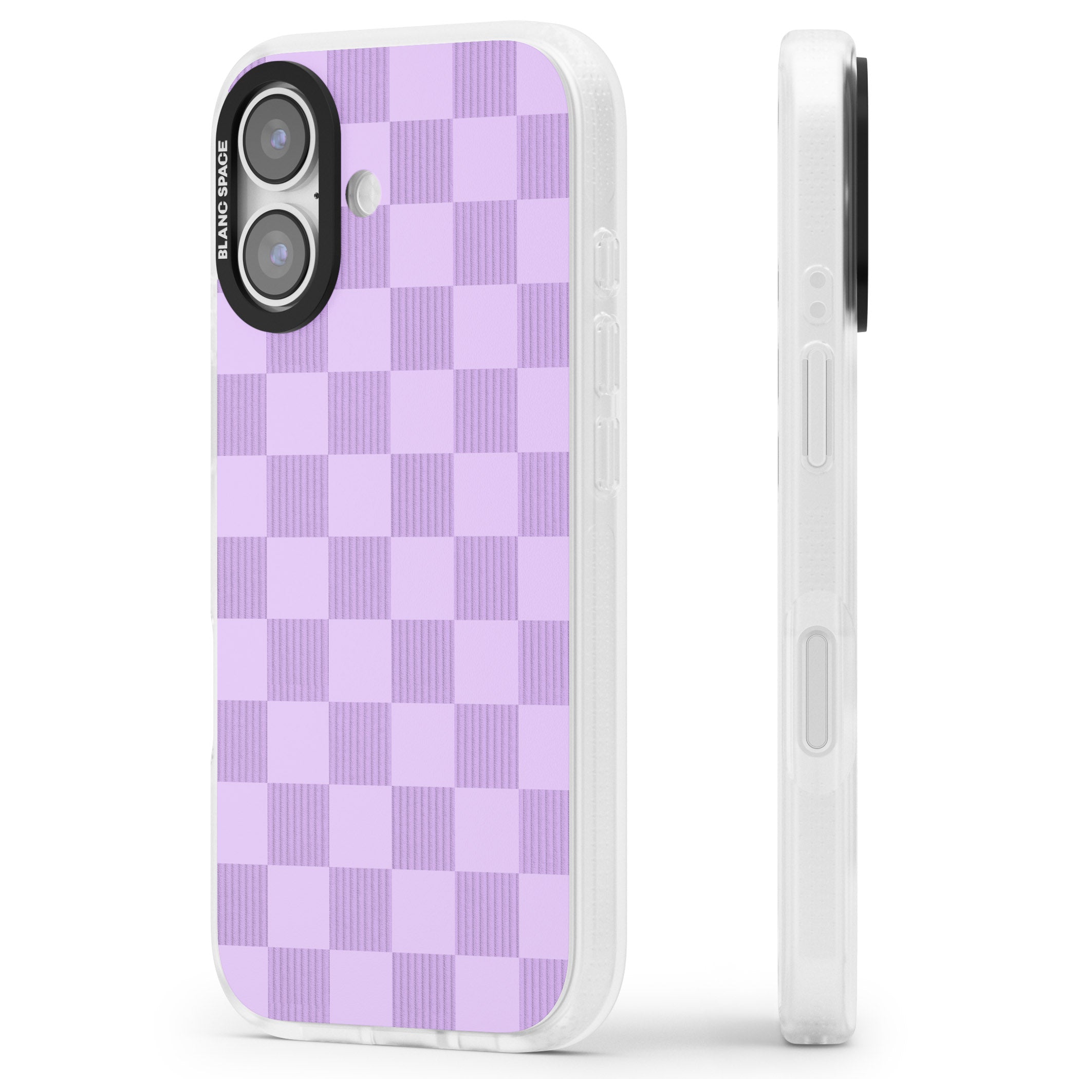 Lilac Checkered iPhone 17 Impact Air Clear Phone Case Side Profile