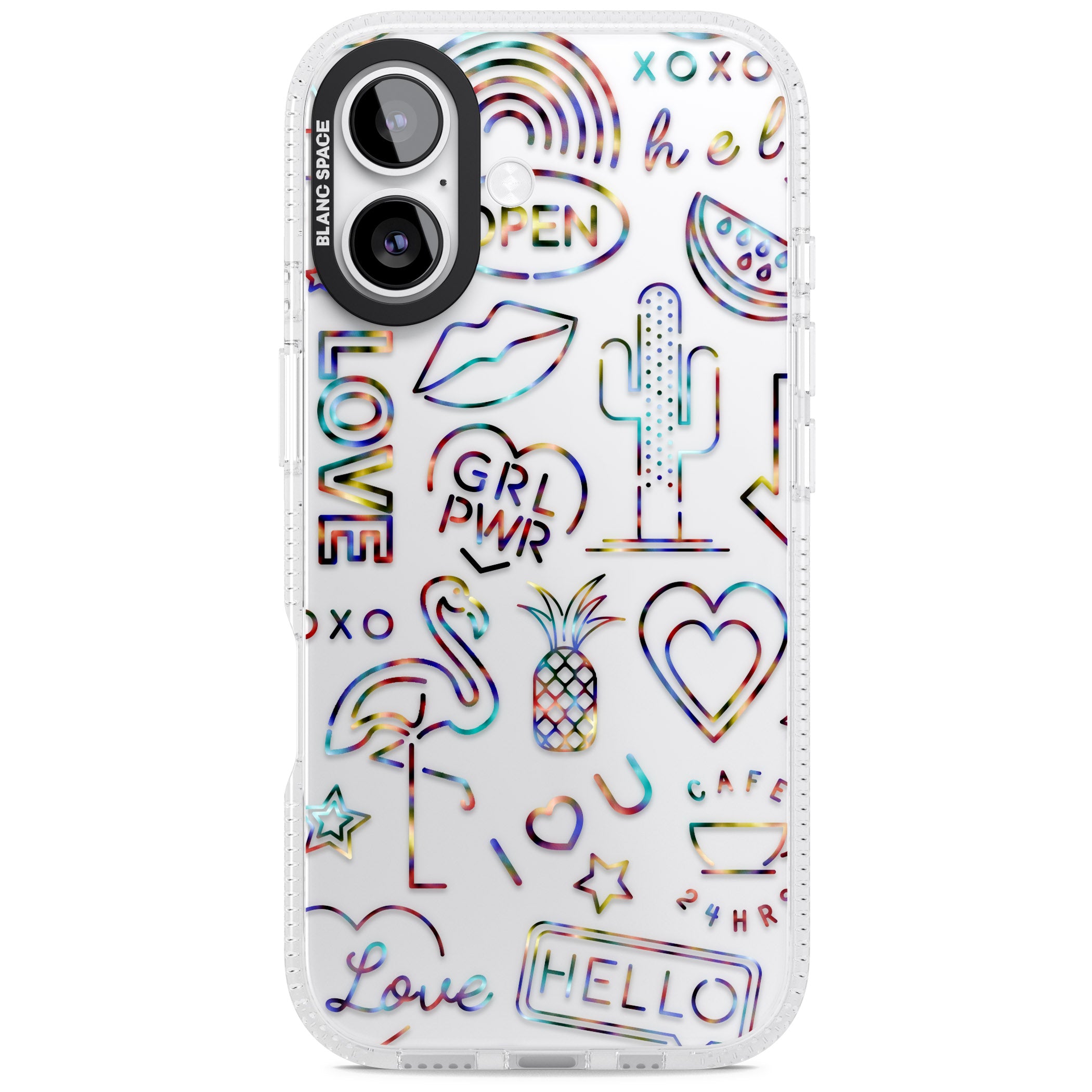 Funky Nebula Neon Sign iPhone 17 Impact Air Clear Phone Case