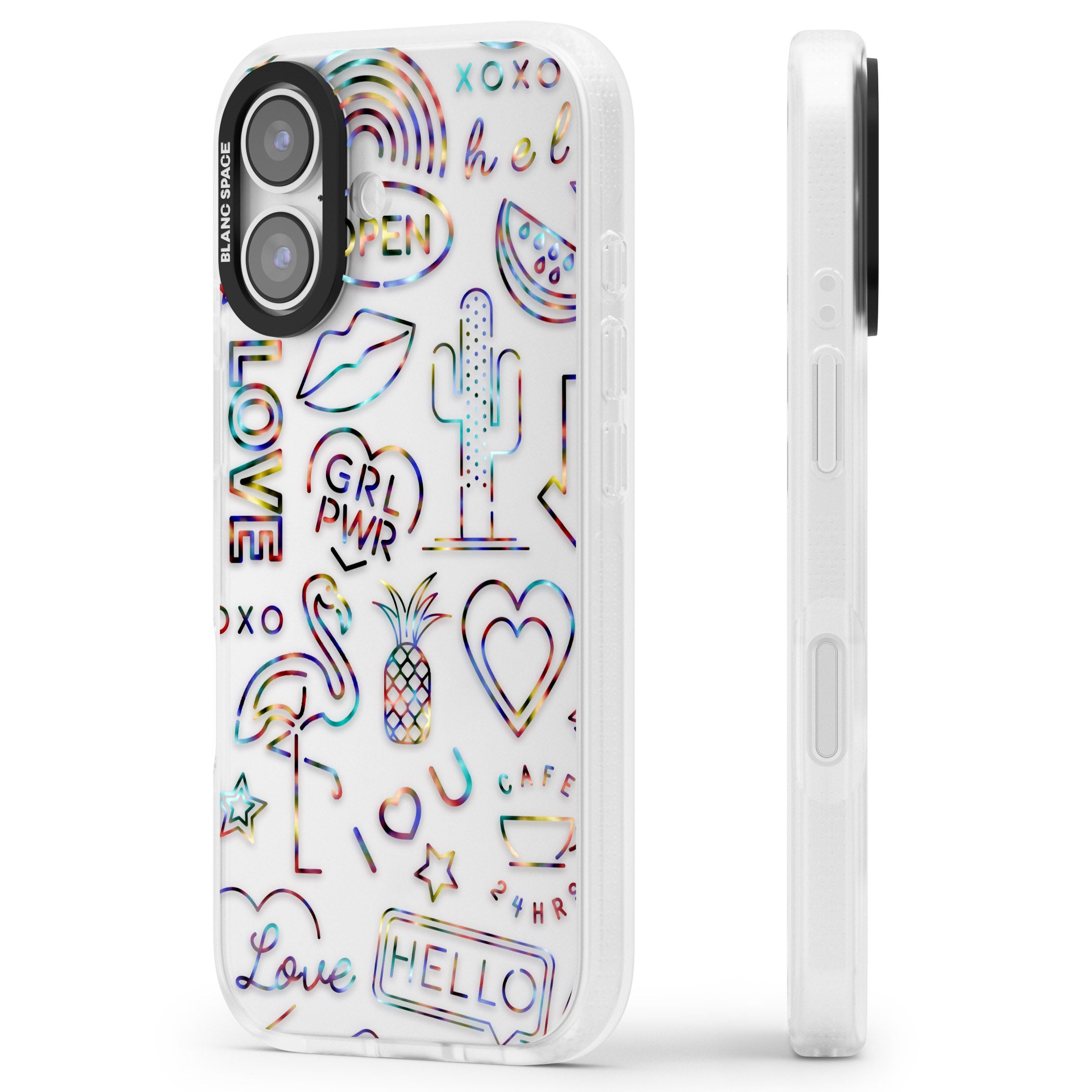 Funky Nebula Neon Sign iPhone 17 Impact Air Clear Phone Case Side Profile