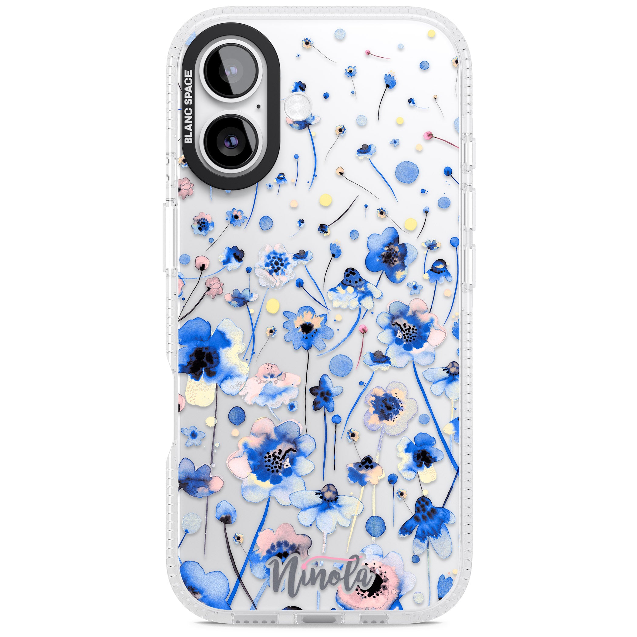 Ink Flowers Blue iPhone 17 Impact Air Clear Phone Case
