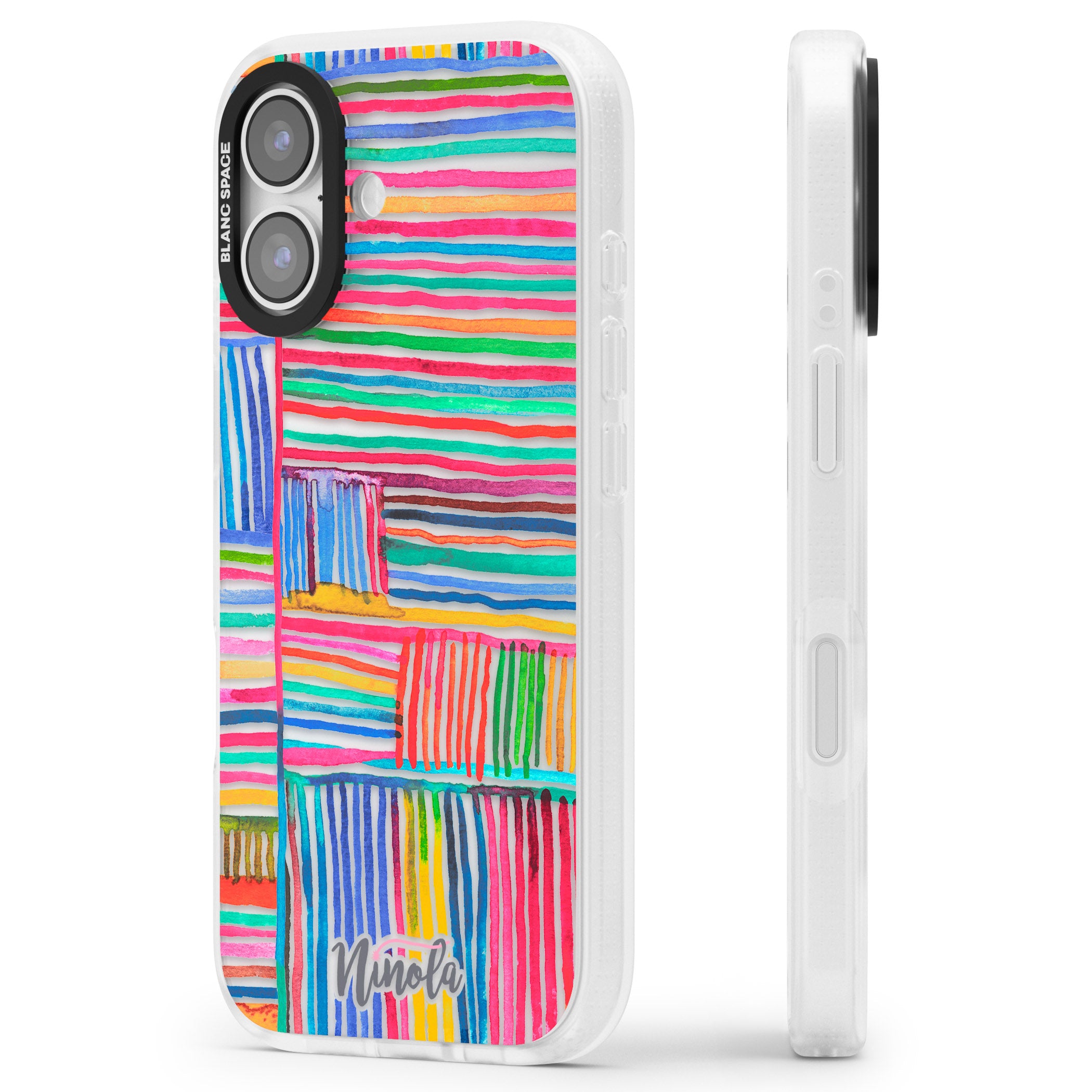 Vibrant Watercolor Lines iPhone 17 Impact Air Clear Phone Case Side Profile