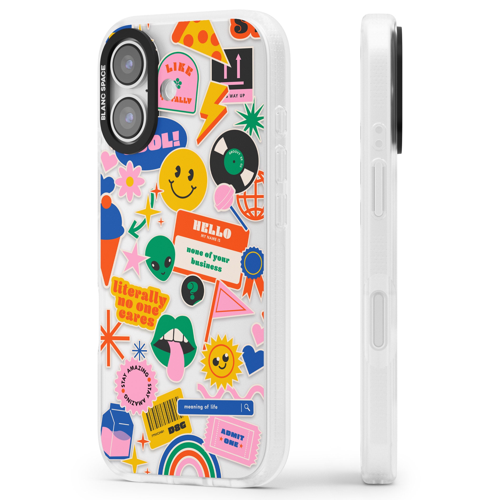 Nostalgic Sticker Vibes iPhone 17 Impact Air Clear Phone Case Side Profile