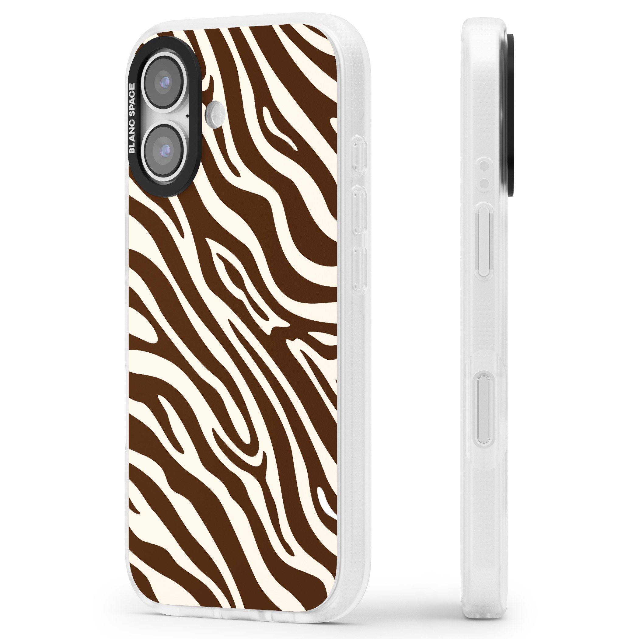 Brown & Cream Zebra iPhone 17 Impact Air Clear Phone Case Side Profile