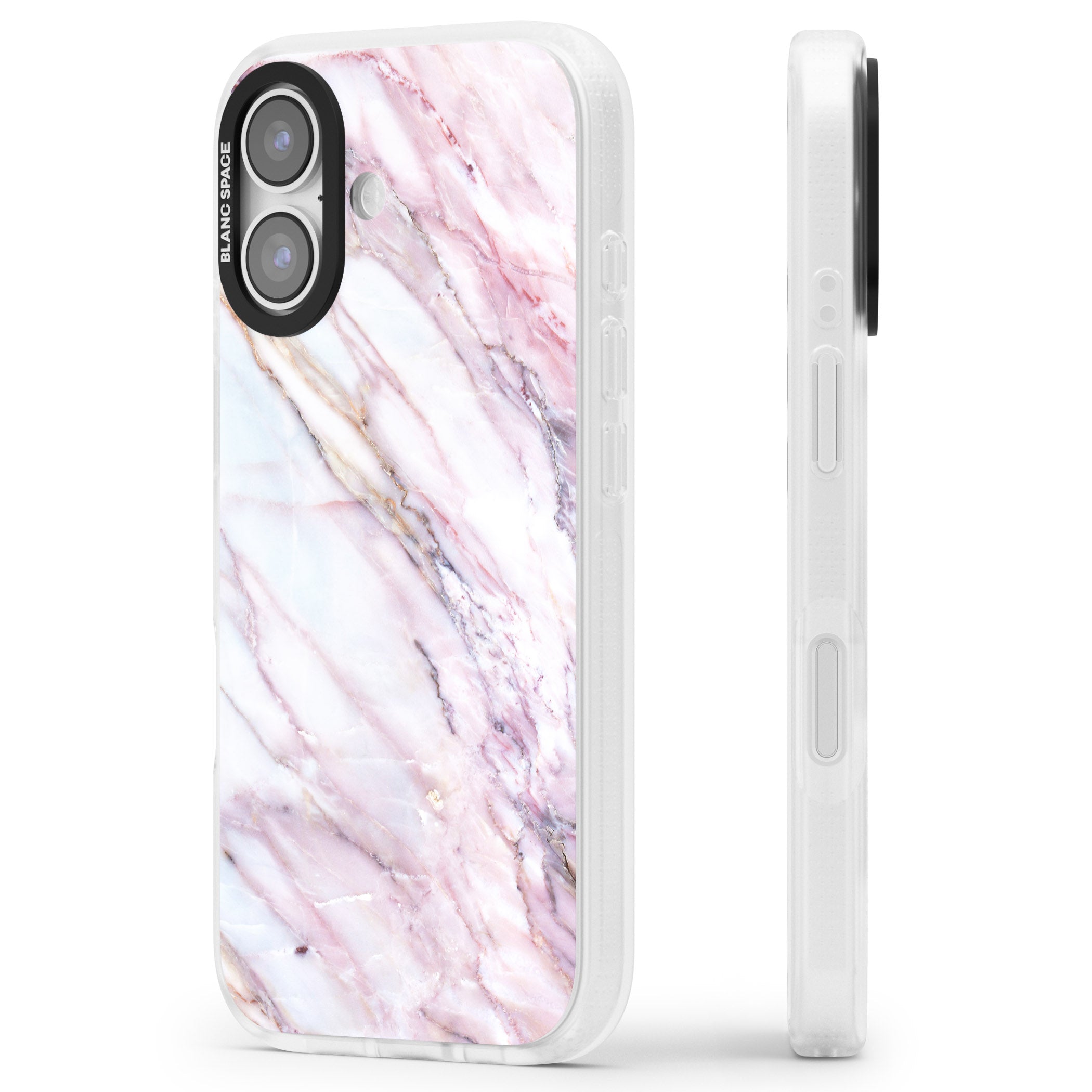 Blush Marble Glow iPhone 17 Impact Air Clear Phone Case Side Profile
