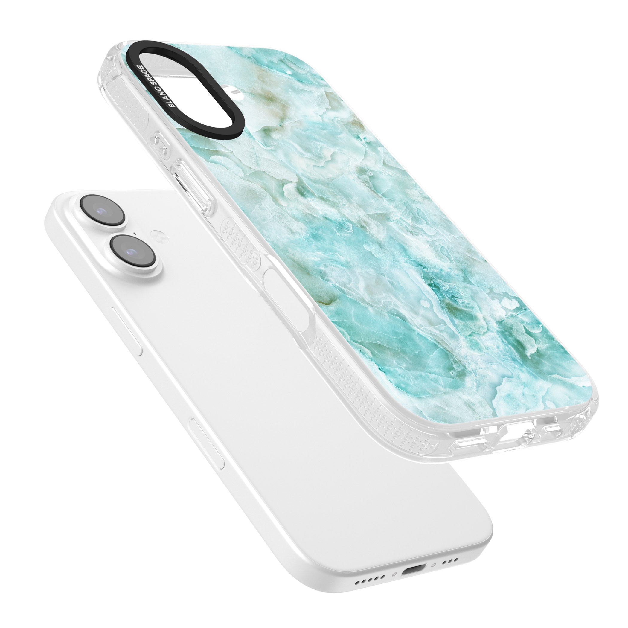Aqua Onyx Marble iPhone 17 Impact Air Clear Phone Case Colours