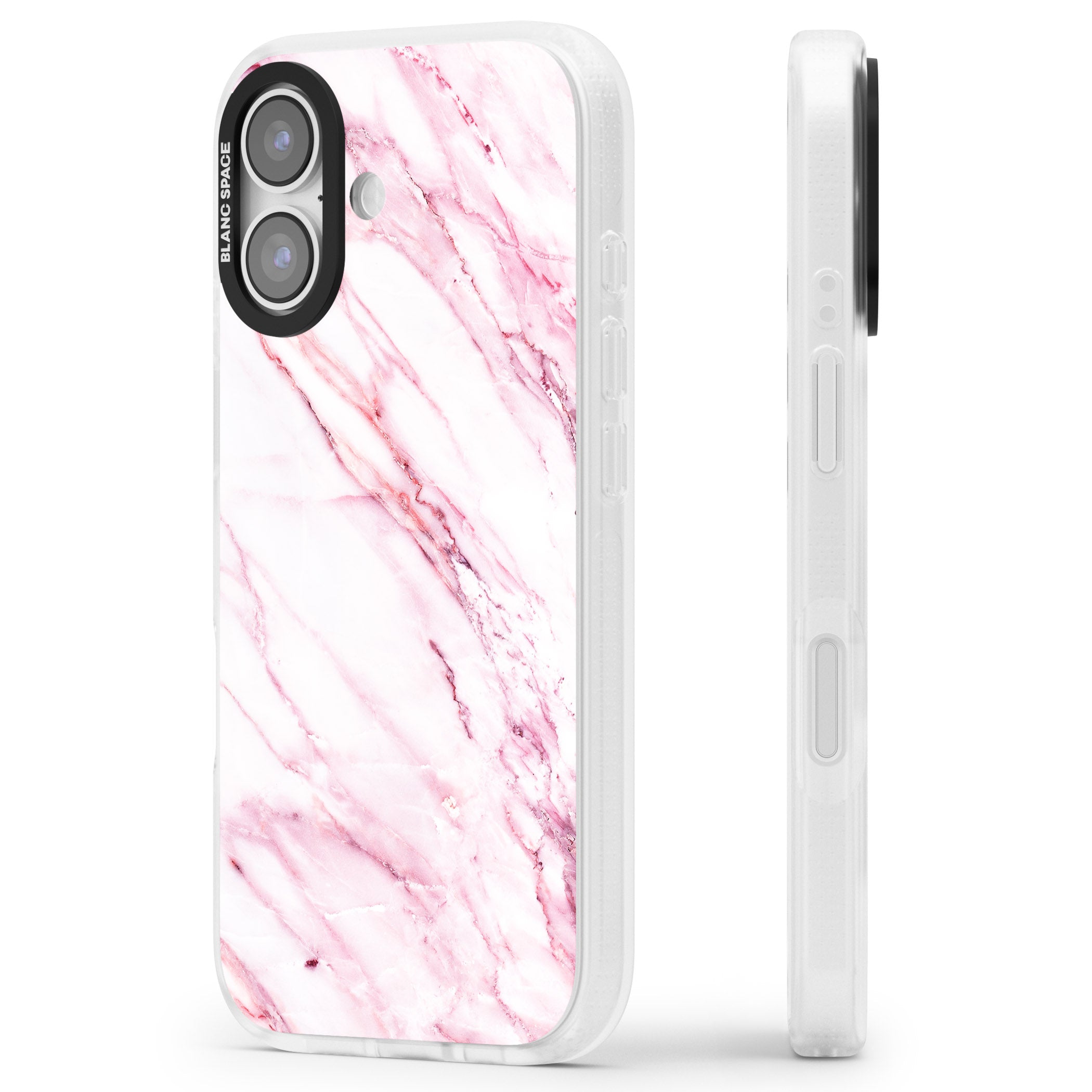 White Pink Onyx Marble iPhone 17 Impact Air Clear Phone Case Side Profile