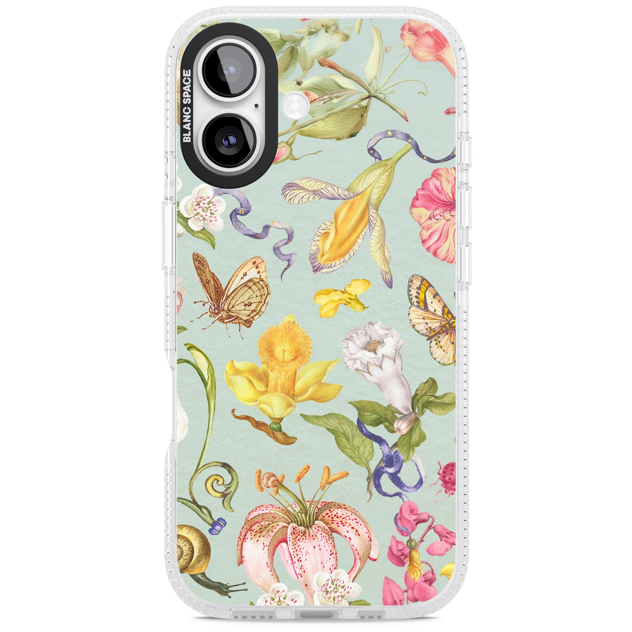 Blue Vintage Painted Flowers iPhone 17 Impact Air Clear Phone Case