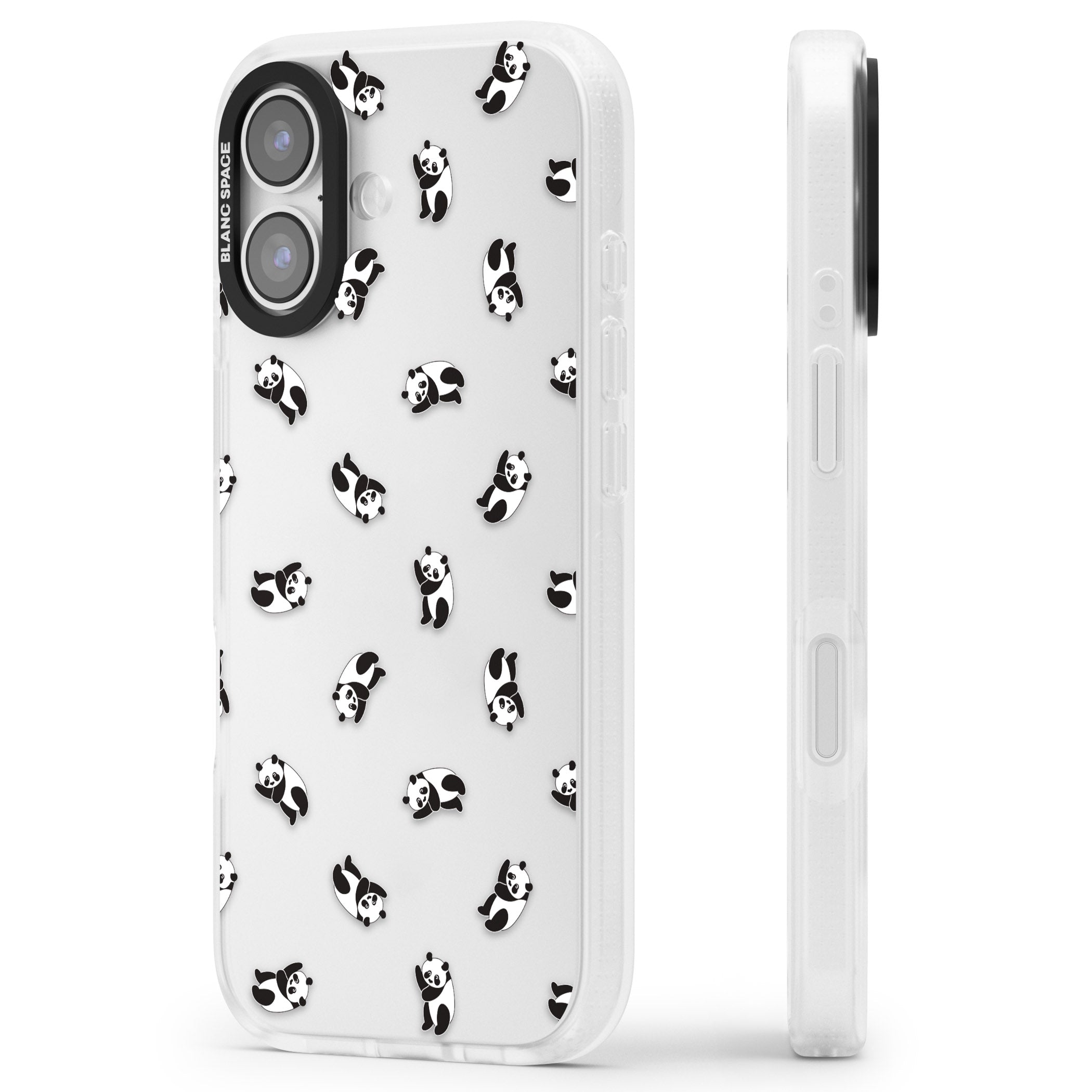 Tiny Panda Pattern iPhone 17 Impact Air Clear Phone Case Side Profile