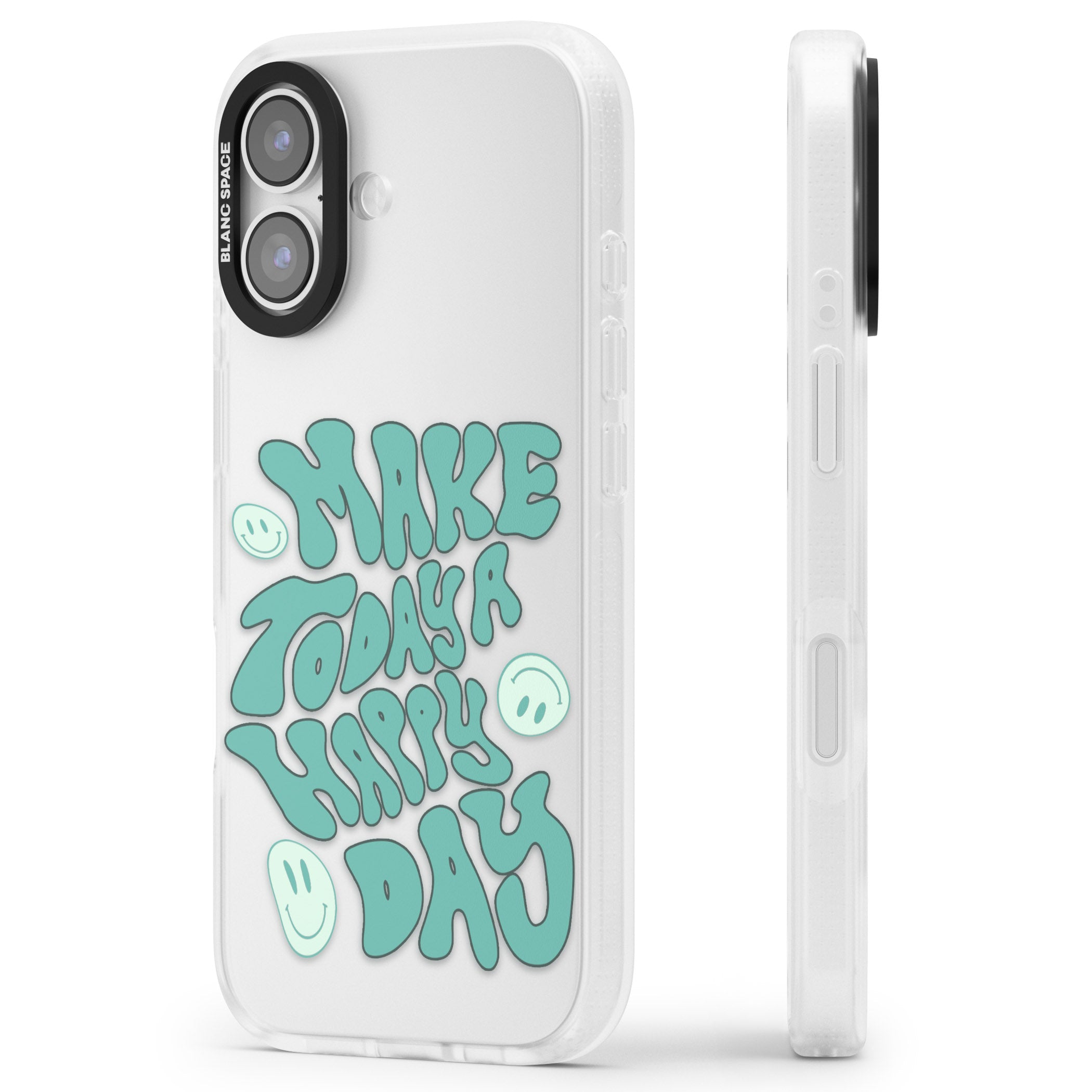 Make Today A Happy Day iPhone 17 Impact Air Clear Phone Case Side Profile