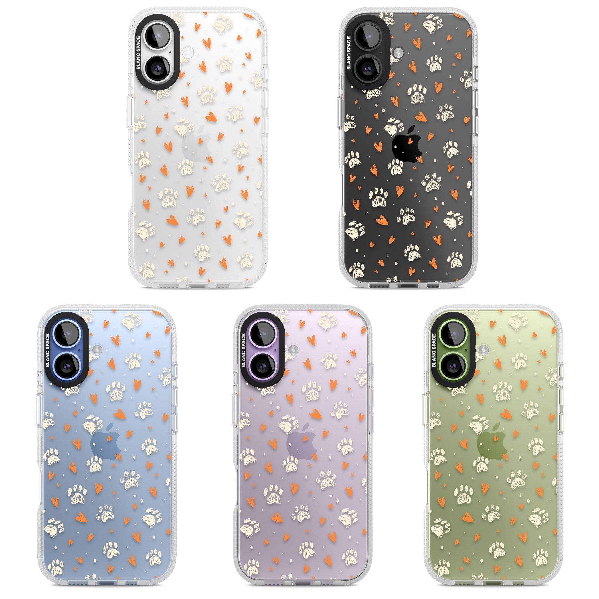 Paws And Hearts Pattern iPhone 17 Impact Air Clear Phone Case APT Impact Protection