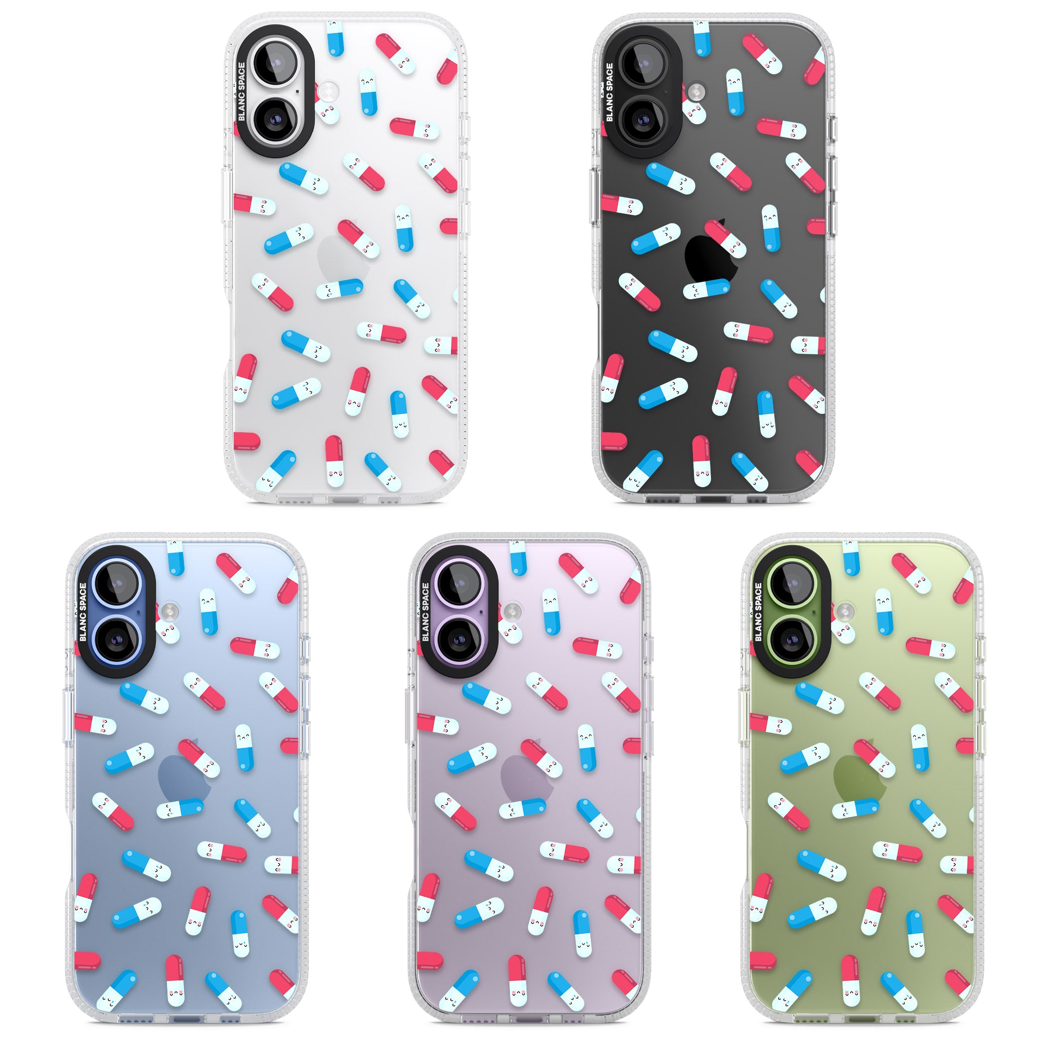 Kawaii Pill Pattern iPhone 17 Impact Air Clear Phone Case APT Impact Protection