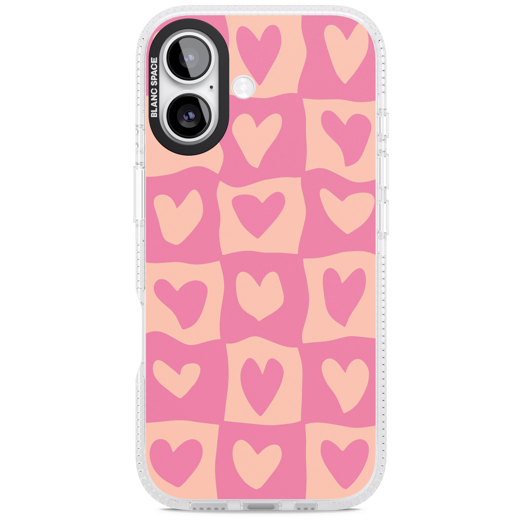 Pink Wavy Checked Hearts iPhone 17 Impact Air Clear Phone Case