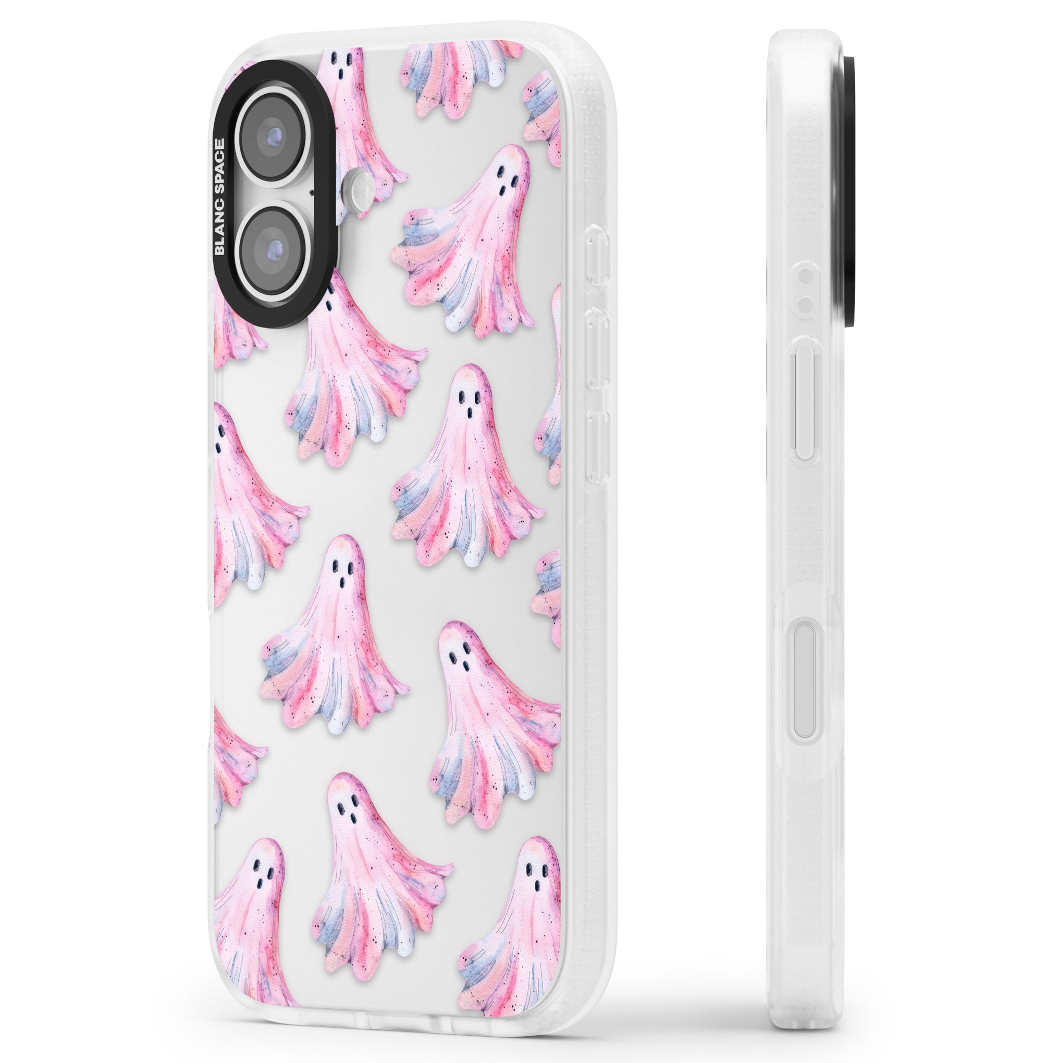 Pink Ghosts iPhone 17 Impact Air Clear Phone Case Side Profile