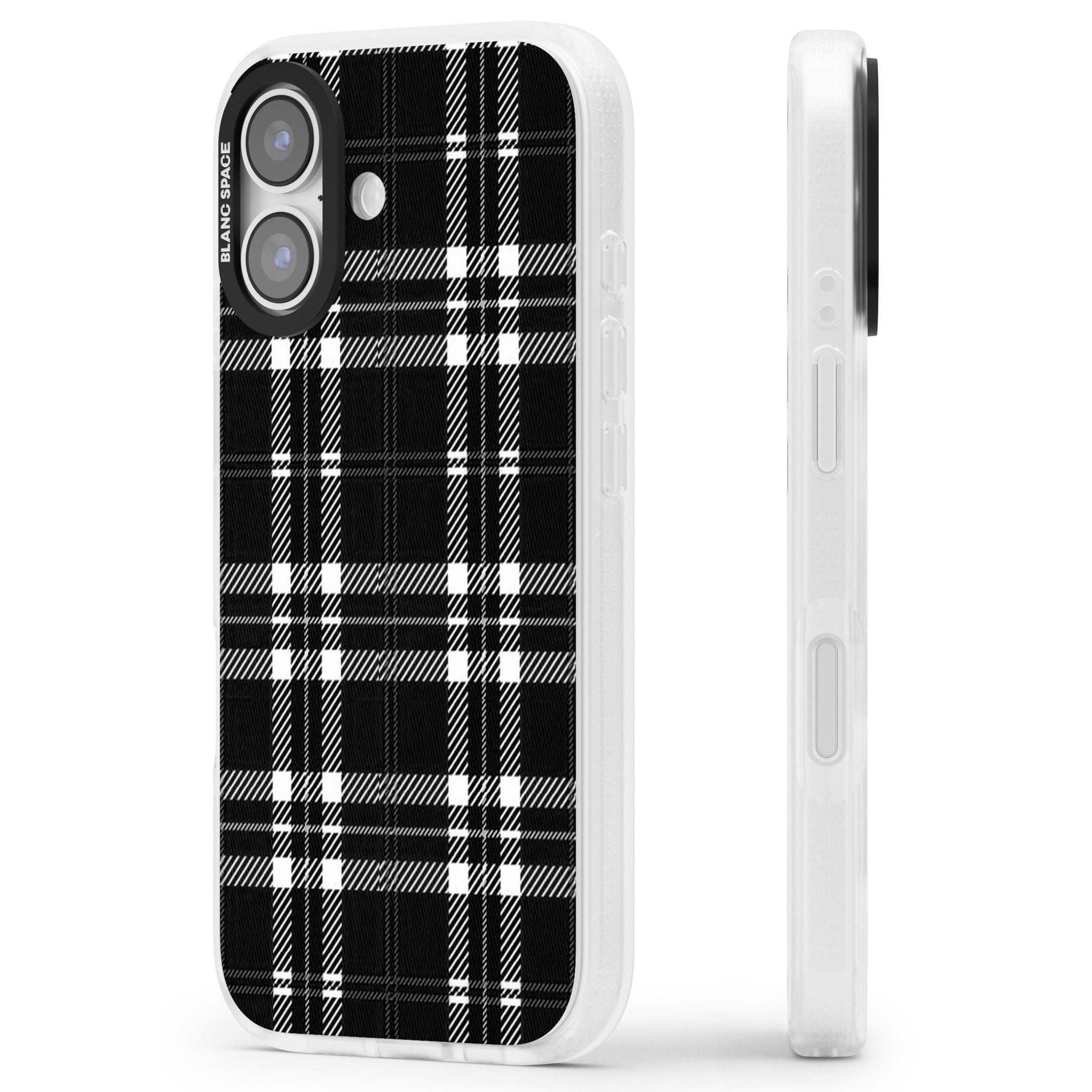 Divine Black Plaid iPhone 17 Impact Air Clear Phone Case Side Profile