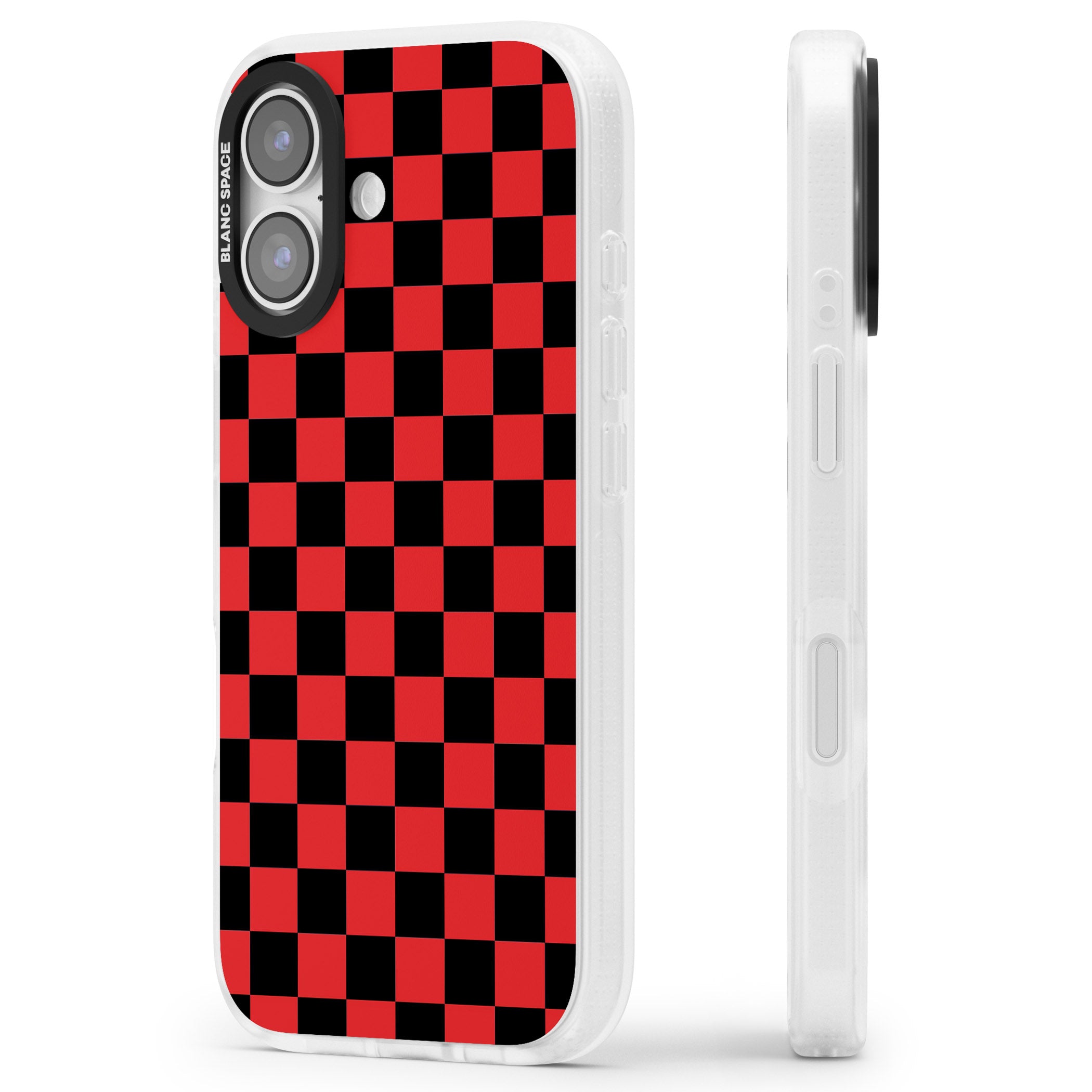 Red Black Checkered iPhone 17 Impact Air Clear Phone Case Side Profile