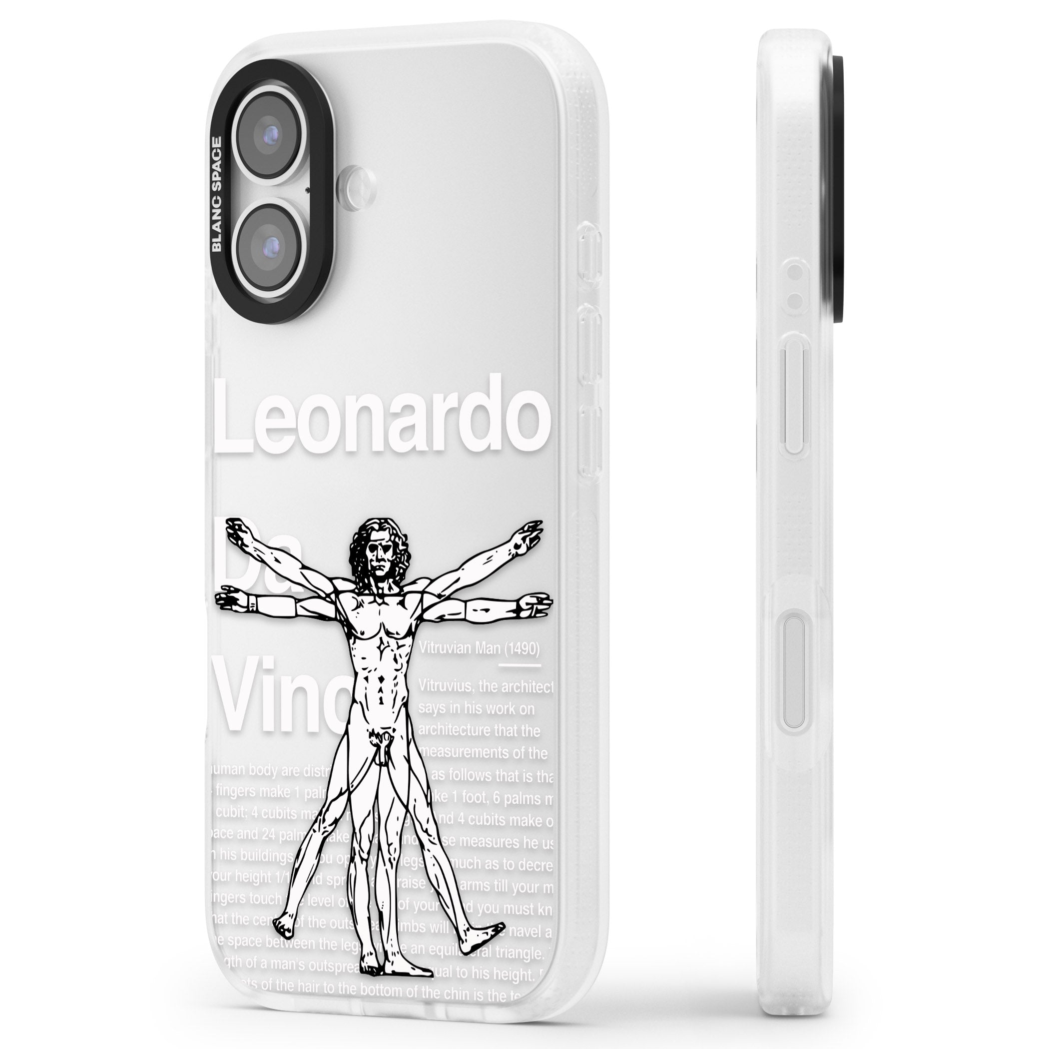 Vitruvian Man iPhone 17 Impact Air Clear Phone Case Side Profile