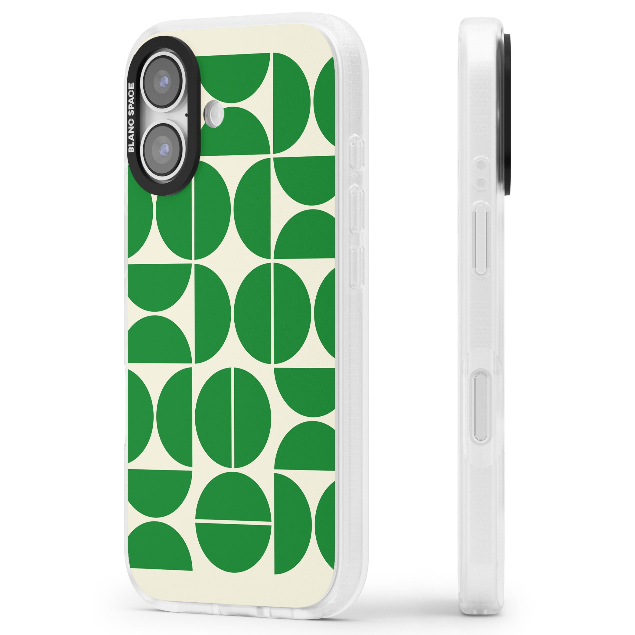 Retro Green Circles iPhone 17 Impact Air Clear Phone Case Side Profile