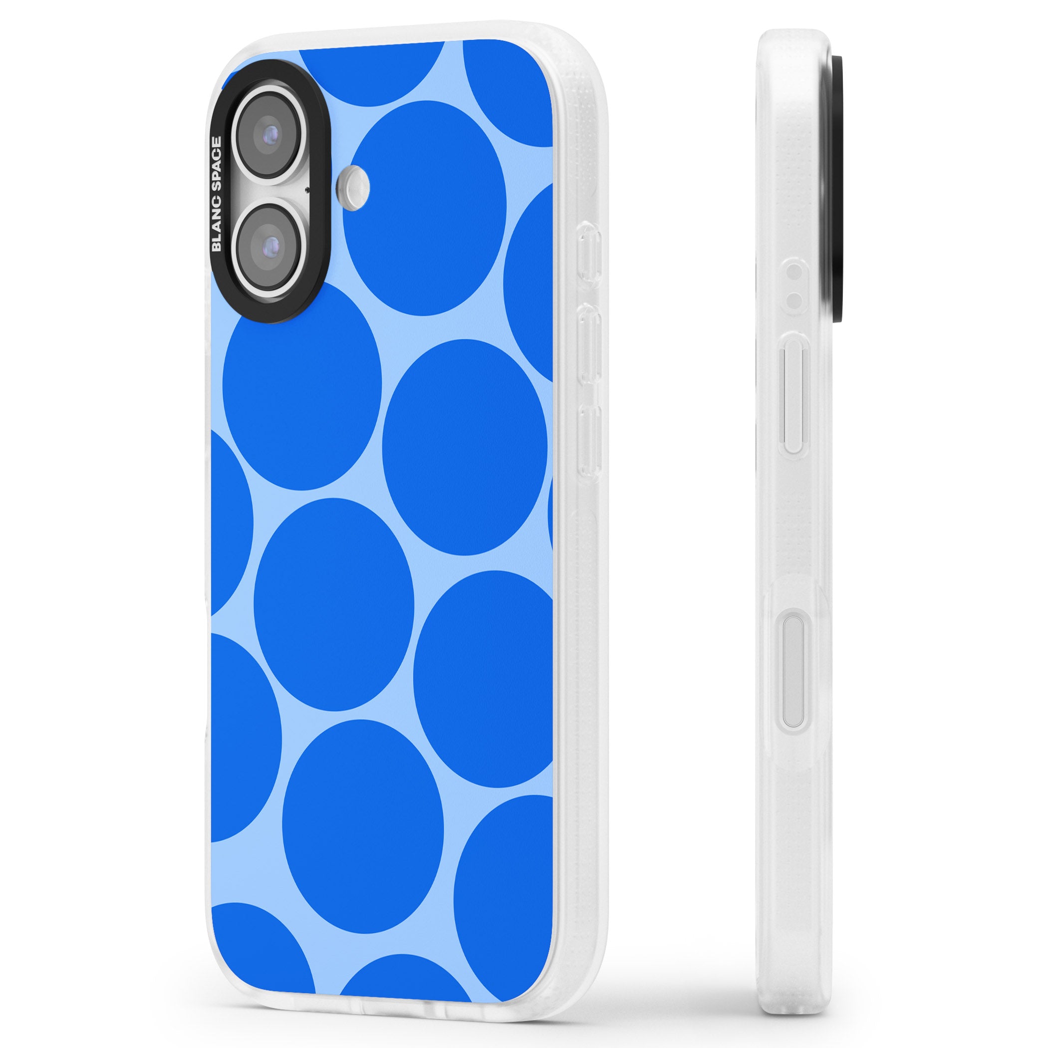 Retro Blue Dot iPhone 17 Impact Air Clear Phone Case Side Profile