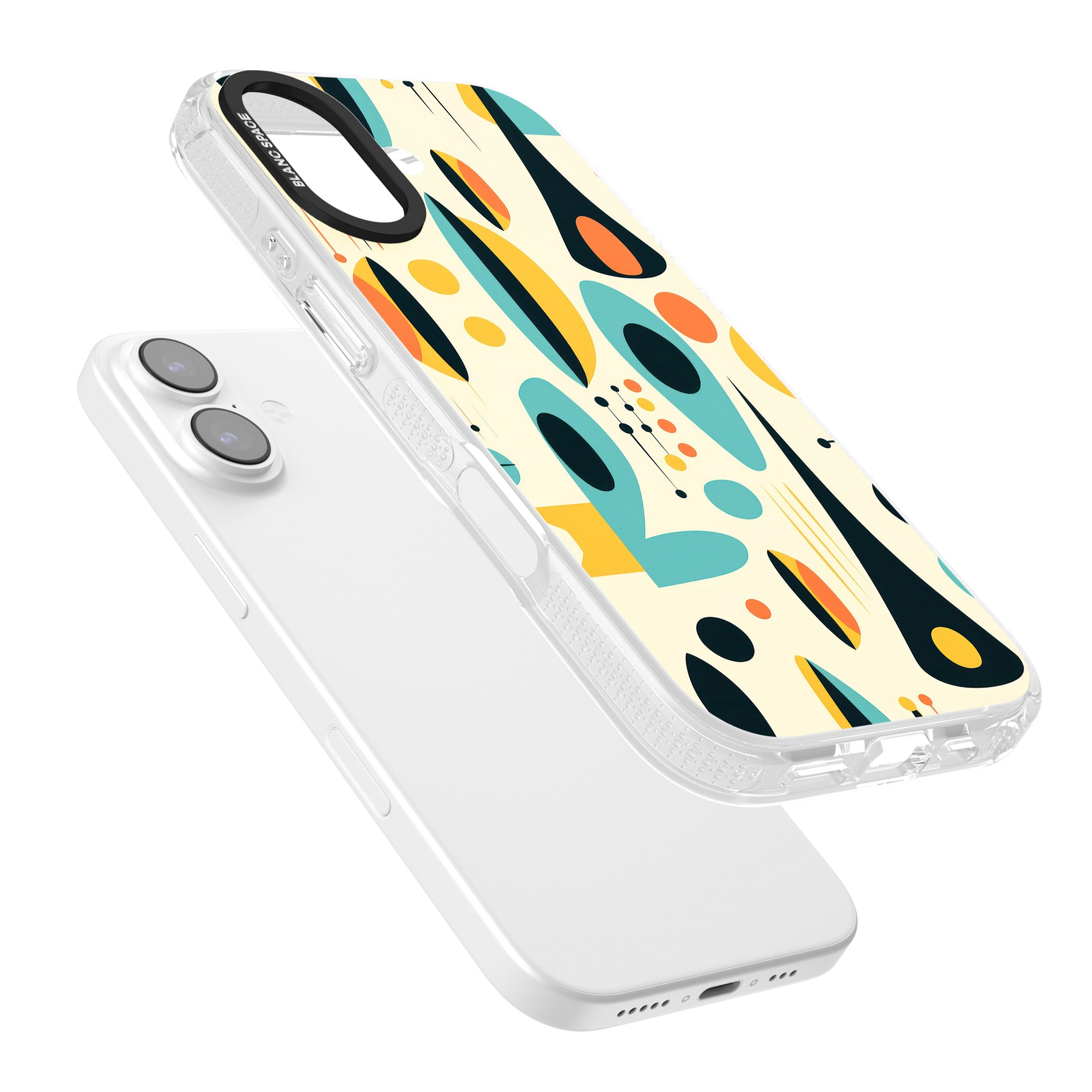 Mid Century Atomic Pattern iPhone 17 Impact Air Clear Phone Case Colours