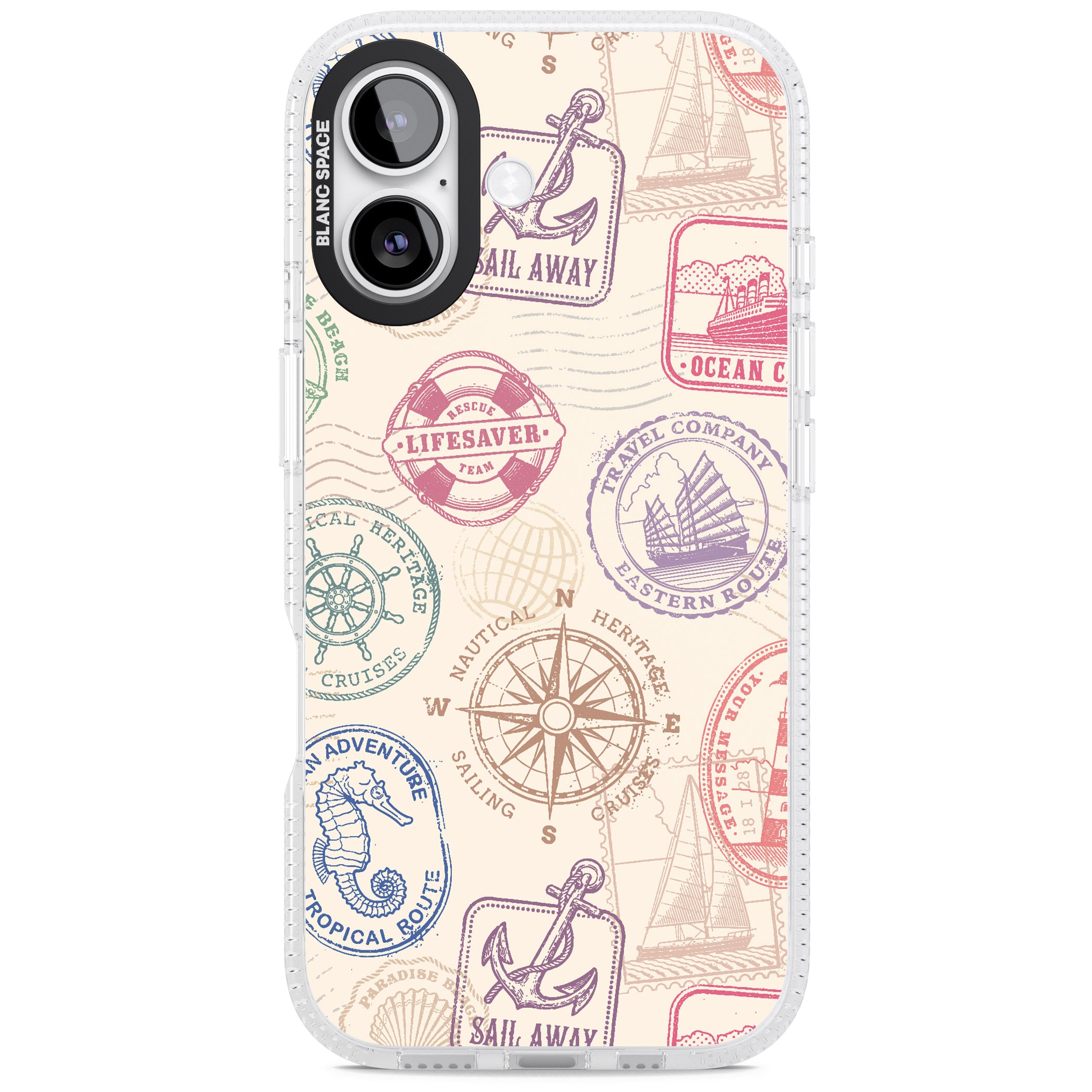 Nautical Stamps iPhone 17 Impact Air Clear Phone Case