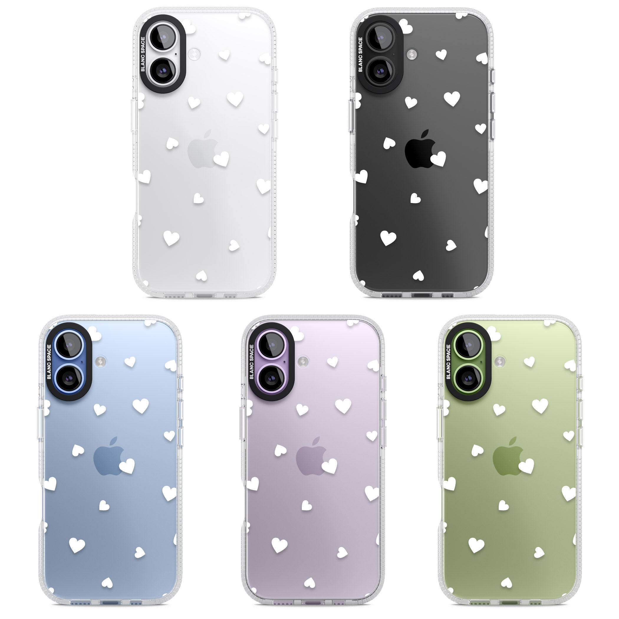 White Hearts iPhone 17 Impact Air Clear Phone Case APT Impact Protection