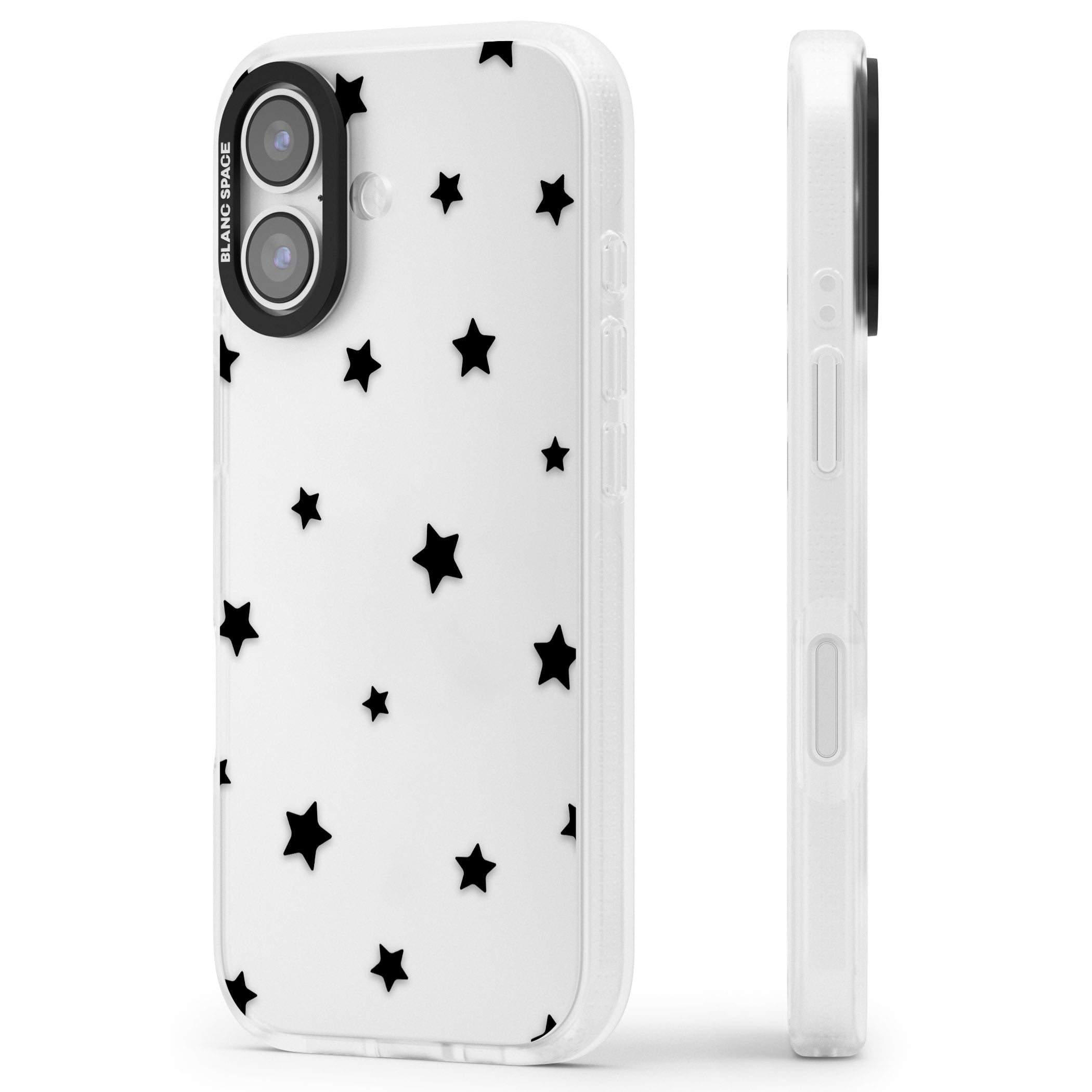 Starry Night Black Stars iPhone 17 Impact Air Clear Phone Case Side Profile
