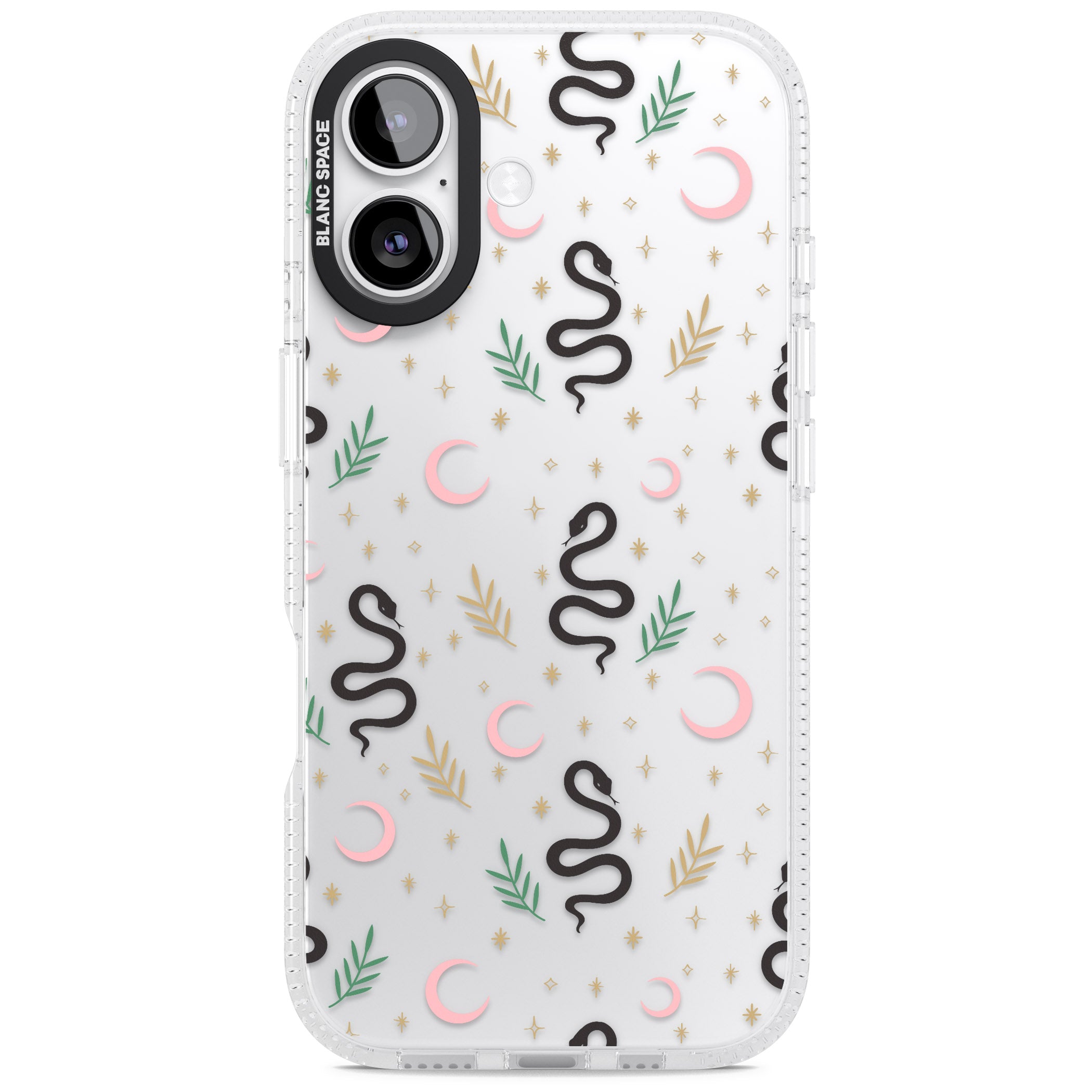 Snake & Moon Pattern iPhone 17 Impact Air Clear Phone Case