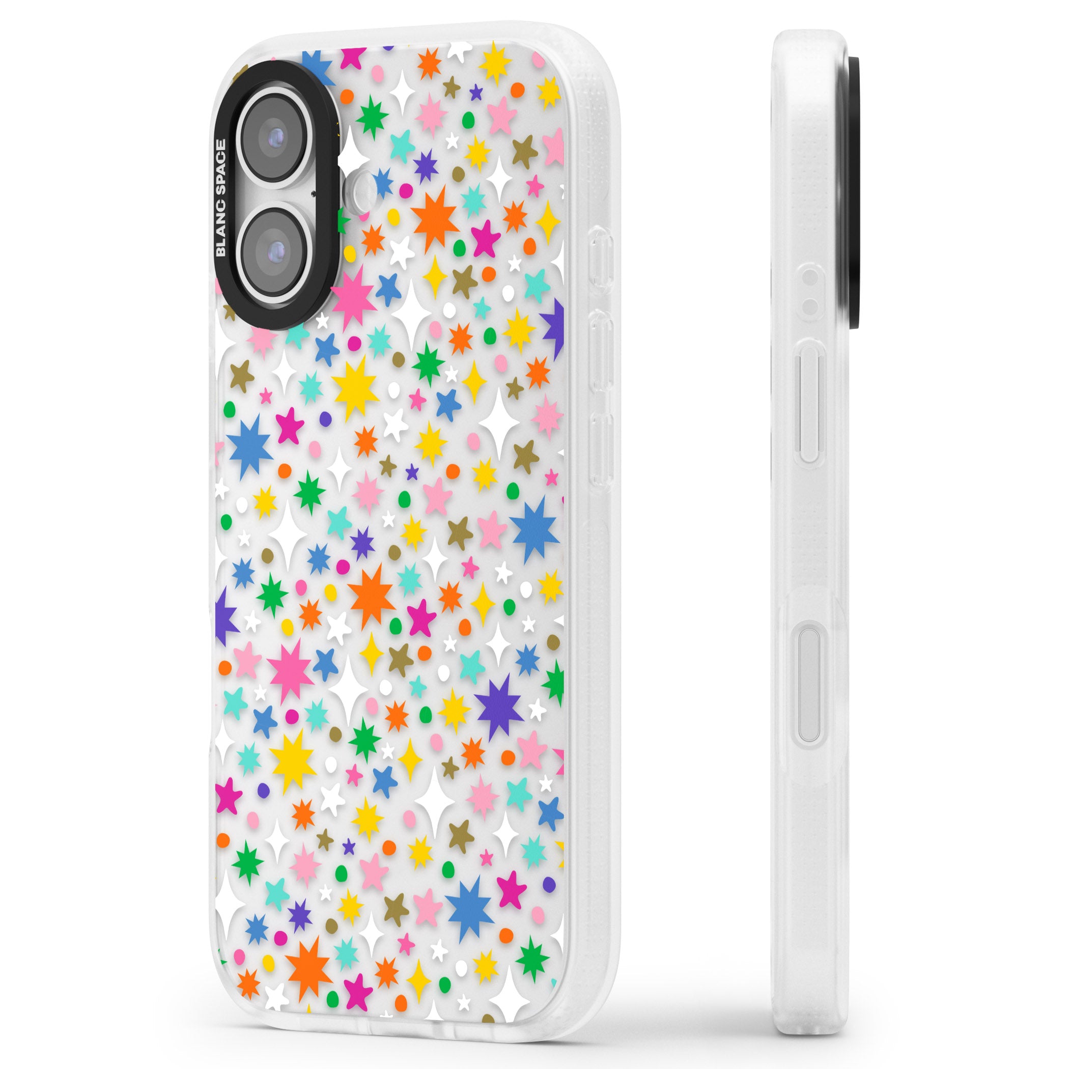 Rainbow Starburst iPhone 17 Impact Air Clear Phone Case Side Profile