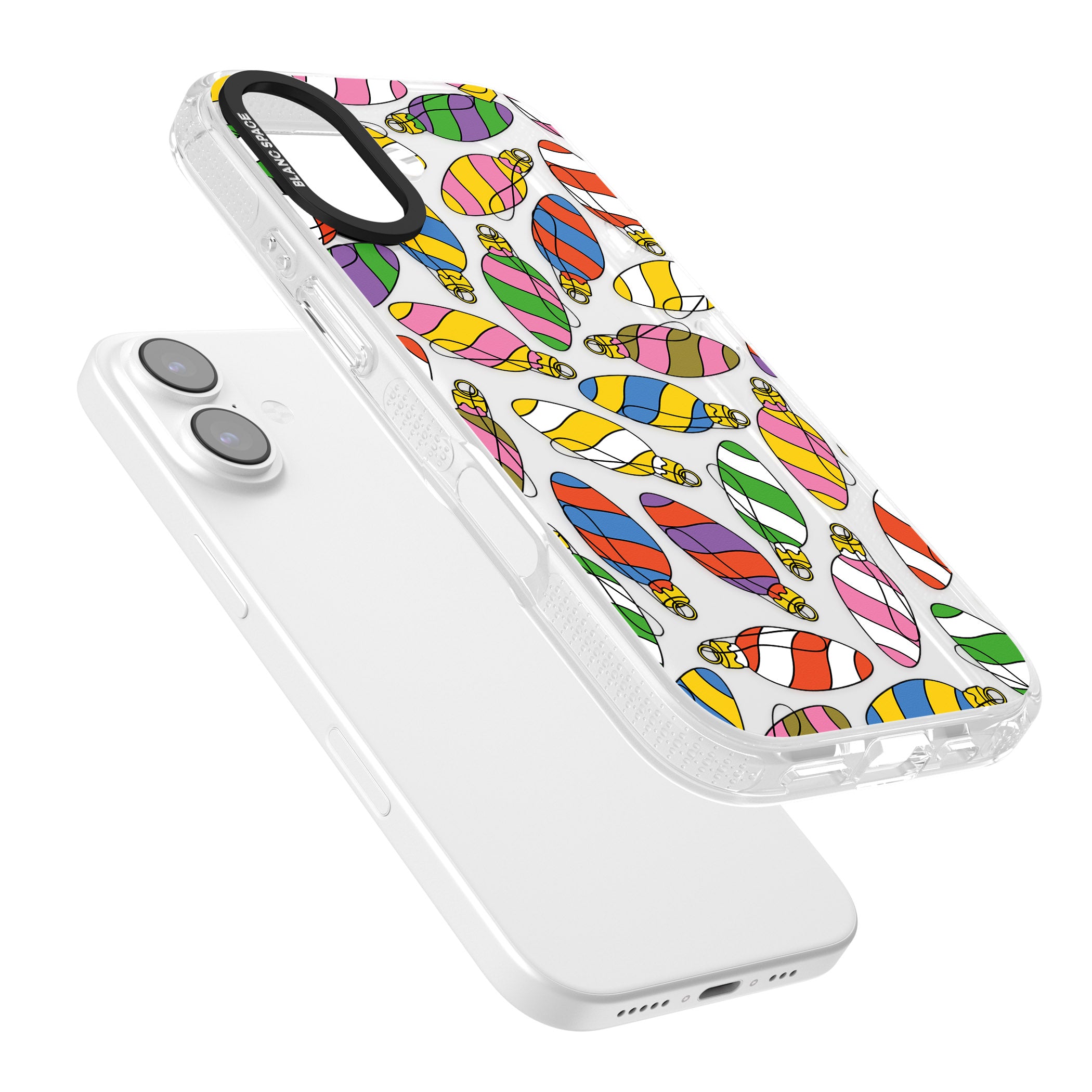 Colourful Holiday Ornaments iPhone 17 Impact Air Clear Phone Case Colours