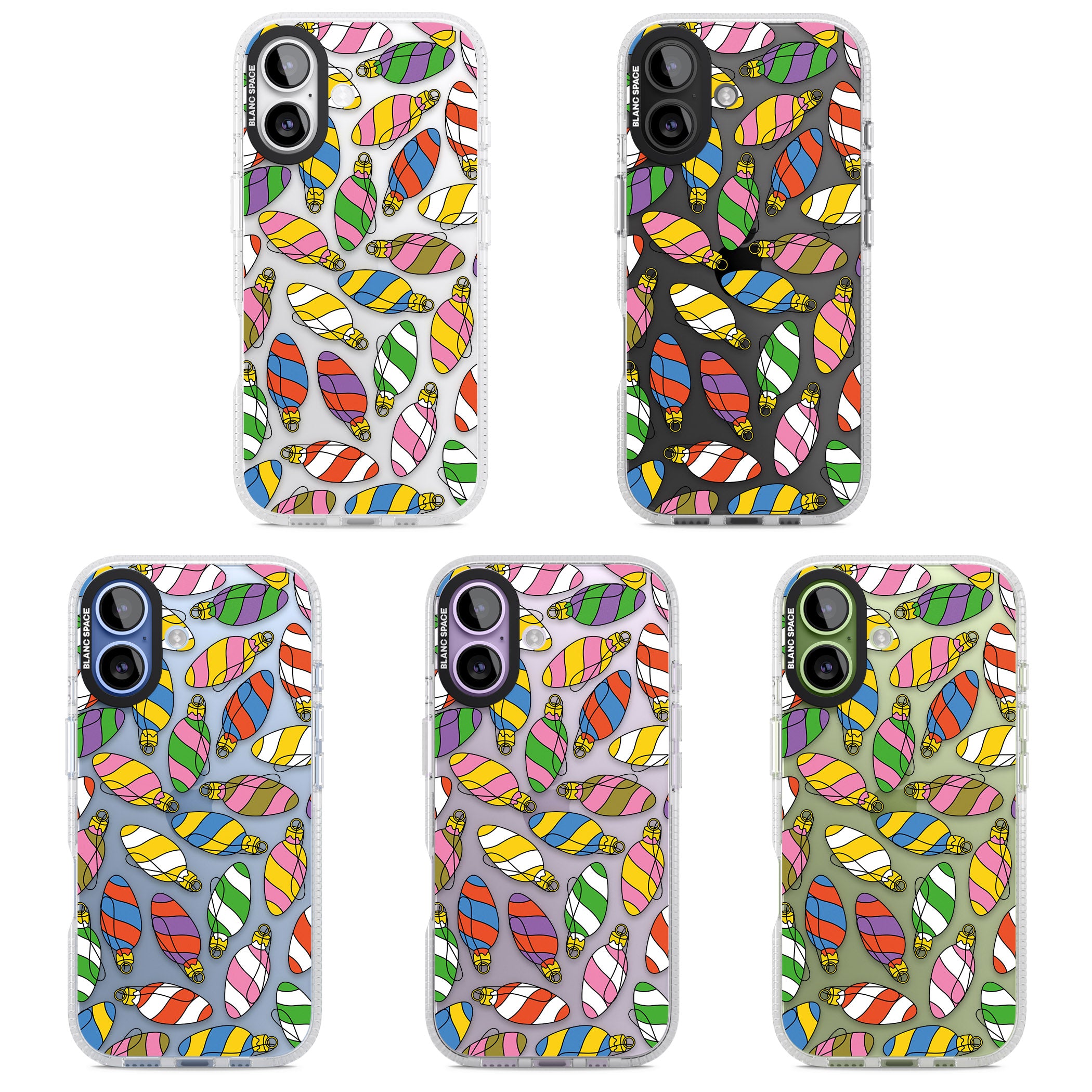 Colourful Holiday Ornaments iPhone 17 Impact Air Clear Phone Case APT Impact Protection