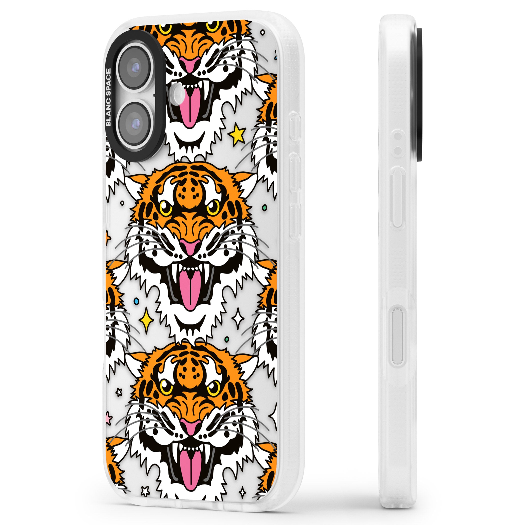 Fierce Jungle Tigers iPhone 17 Impact Air Clear Phone Case Side Profile