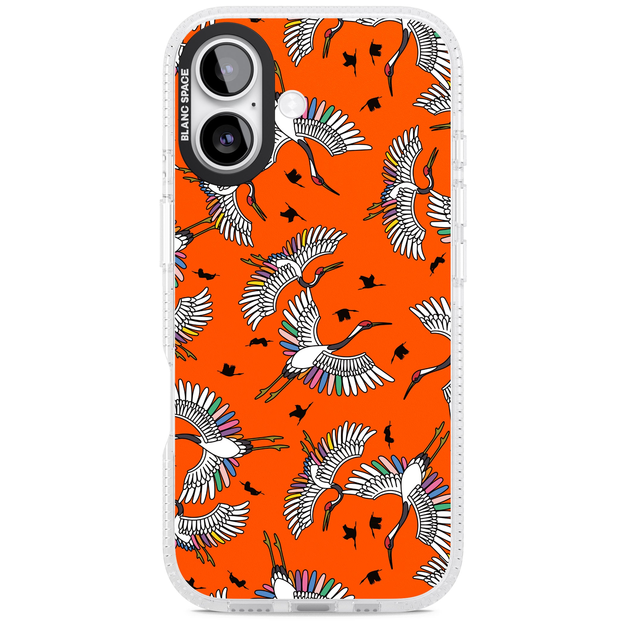 Colourful Crane Pattern (Orange) iPhone 17 Impact Air Clear Phone Case